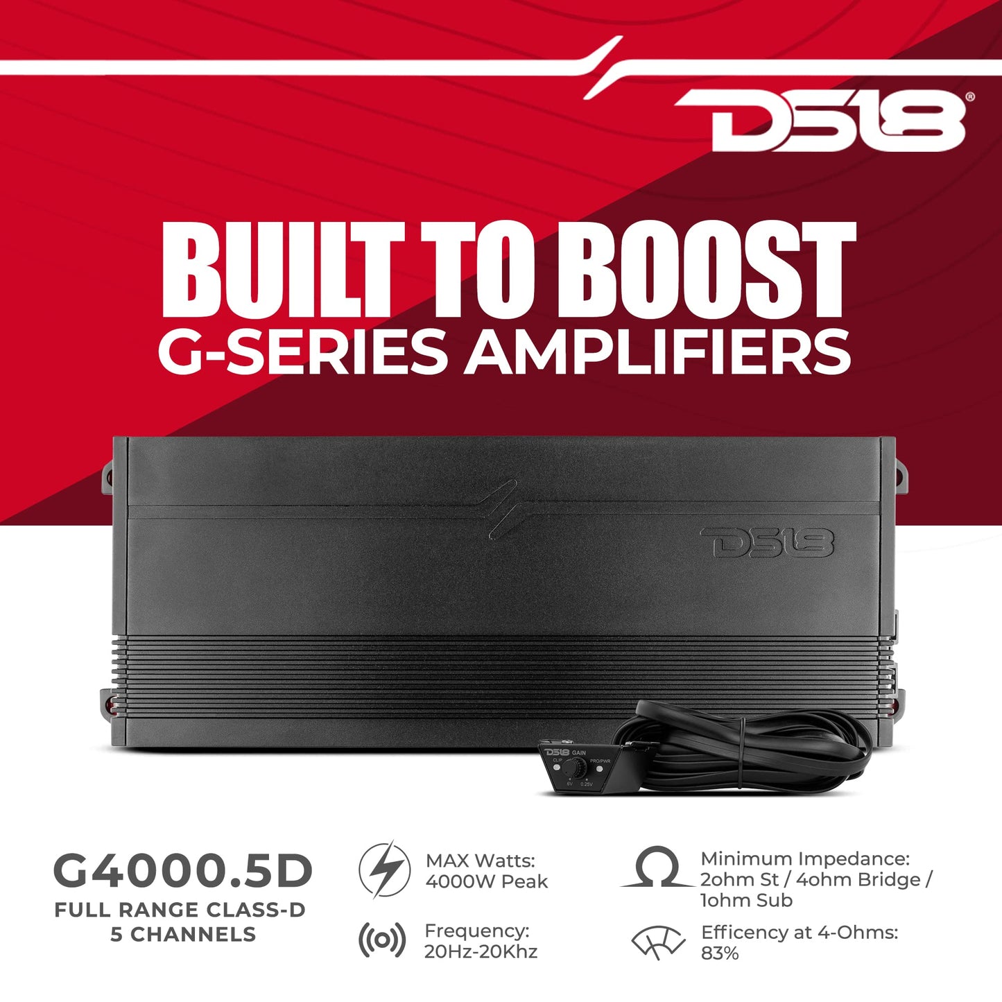 Amplificador de Rango Completo DS18 G4000.5D Negro 5 Canales 4000 Vatios Clase D