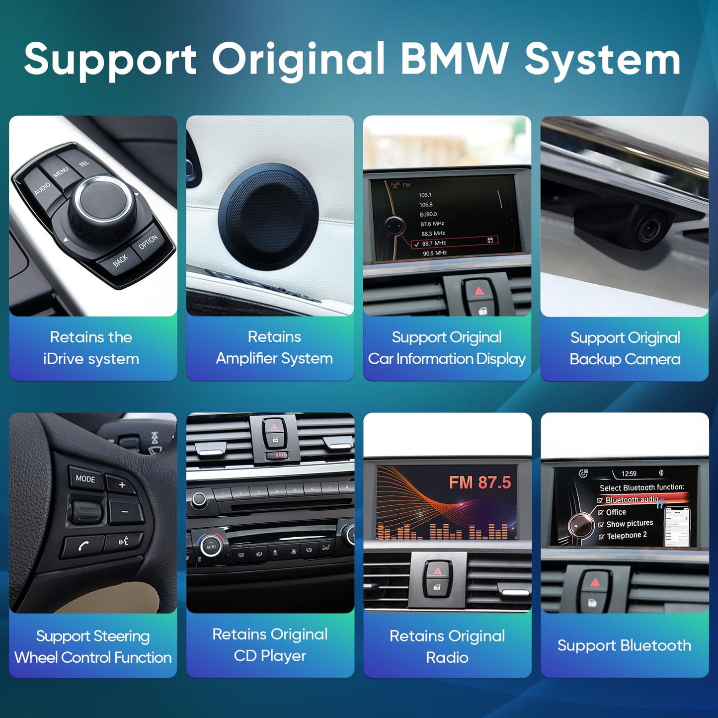 Reproductor multimedia de coche de 12.3 pulgadas para BMW NBT 3 4 Series F30 F31 F34 (2013-2016) inalámbrico CarPlay Android Auto Touchscreen Upgrade Original Stereo Radio System