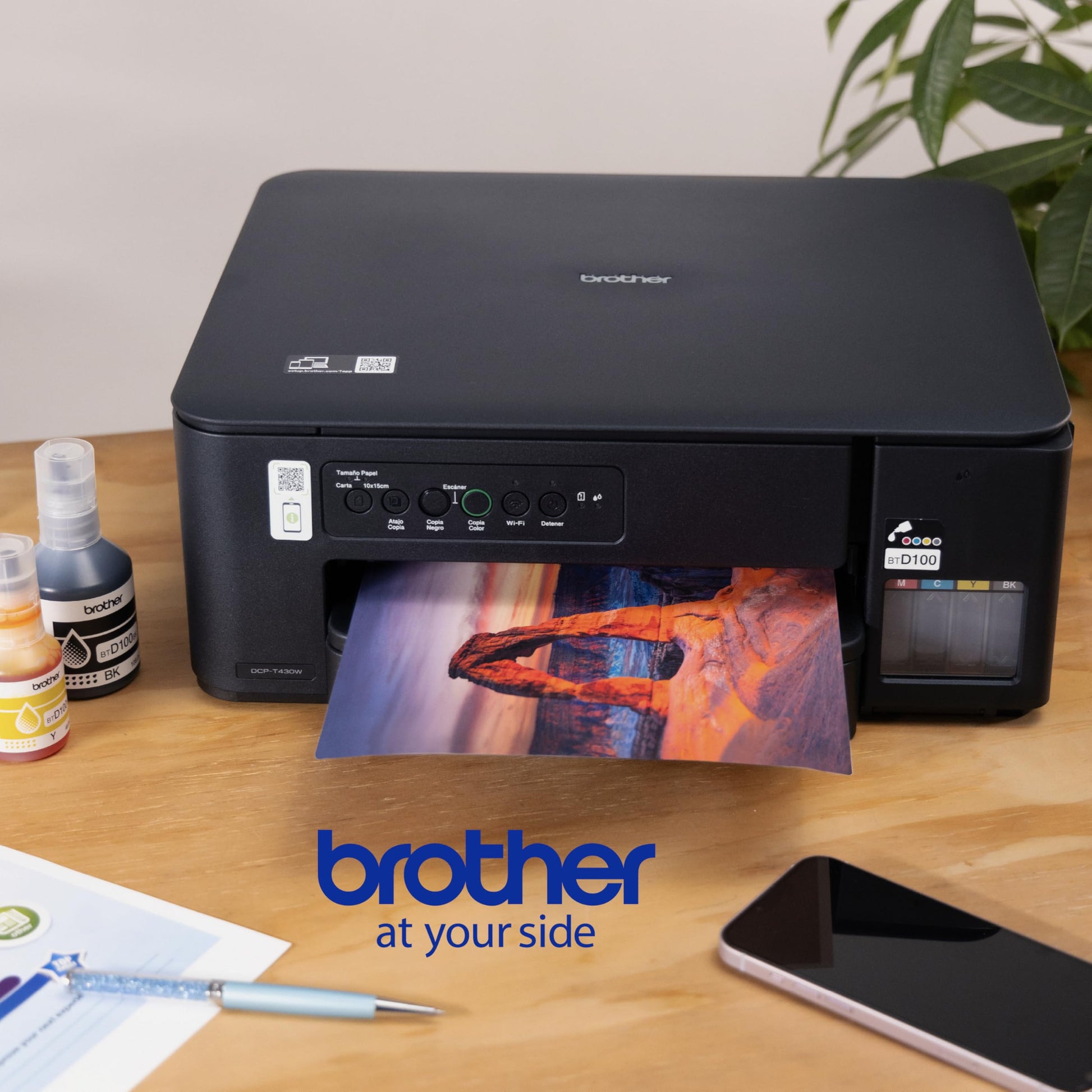 Brother Impresora Multifuncional 3 en 1 de Inyección de Tinta a Color DCPT430W | Tecnología InkBenefit Tank,Impresión Wi-Fi 5GHz,Tinta Recargable | Impresión 7,500 Págs.en Negro y 5,000 Págs.en Color