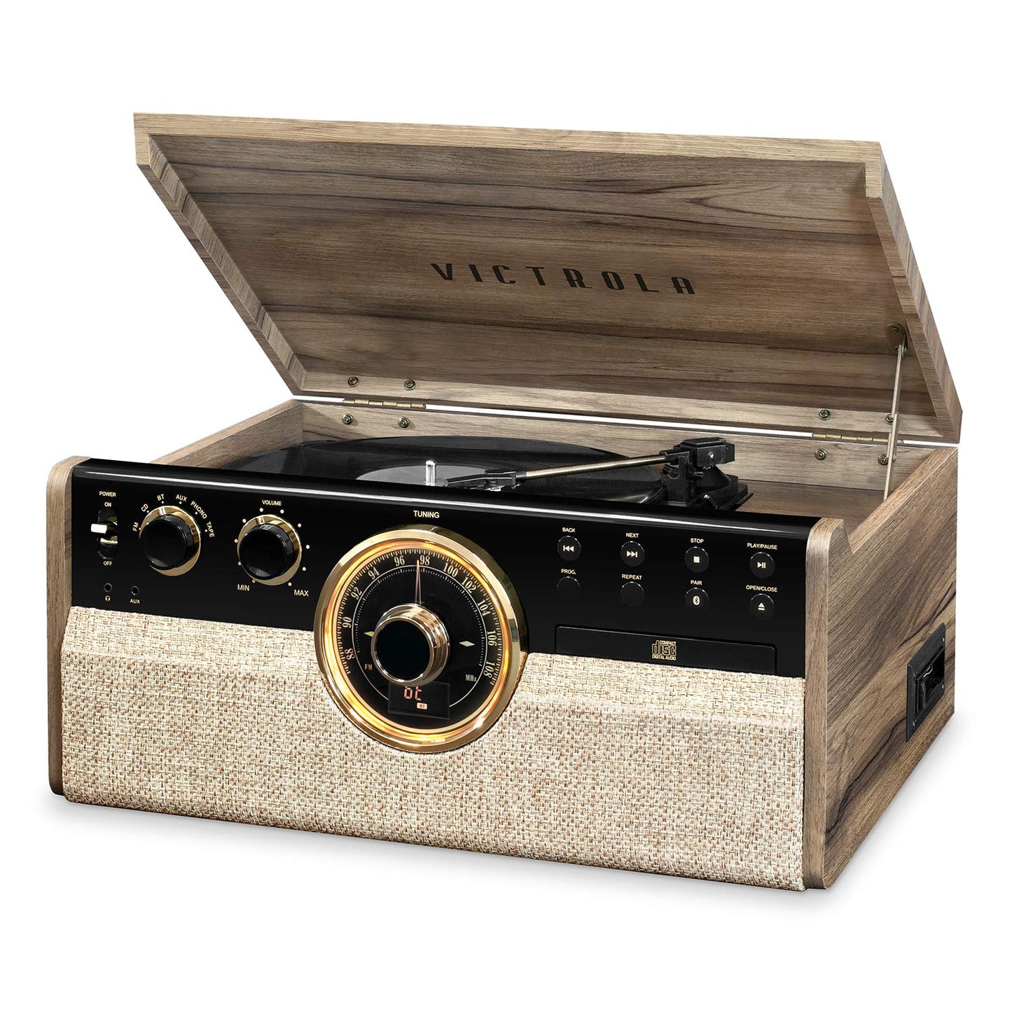 Reproductor de Discos Victrola Walnut Bluetooth para Mediados de Siglo