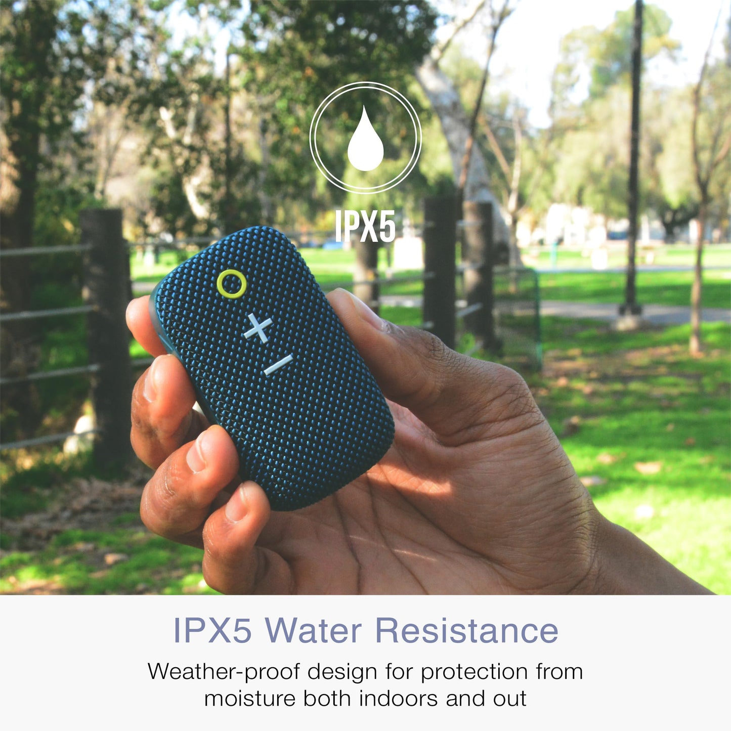 MEE Audio GoSPKR - Altavoz Bluetooth pequeño con Clip portátil con Resistencia al Agua IPX5, Altavoz Integrado con micrófono para Llamadas Manos Libres, diseño Compacto, Puede conectar estéreo de