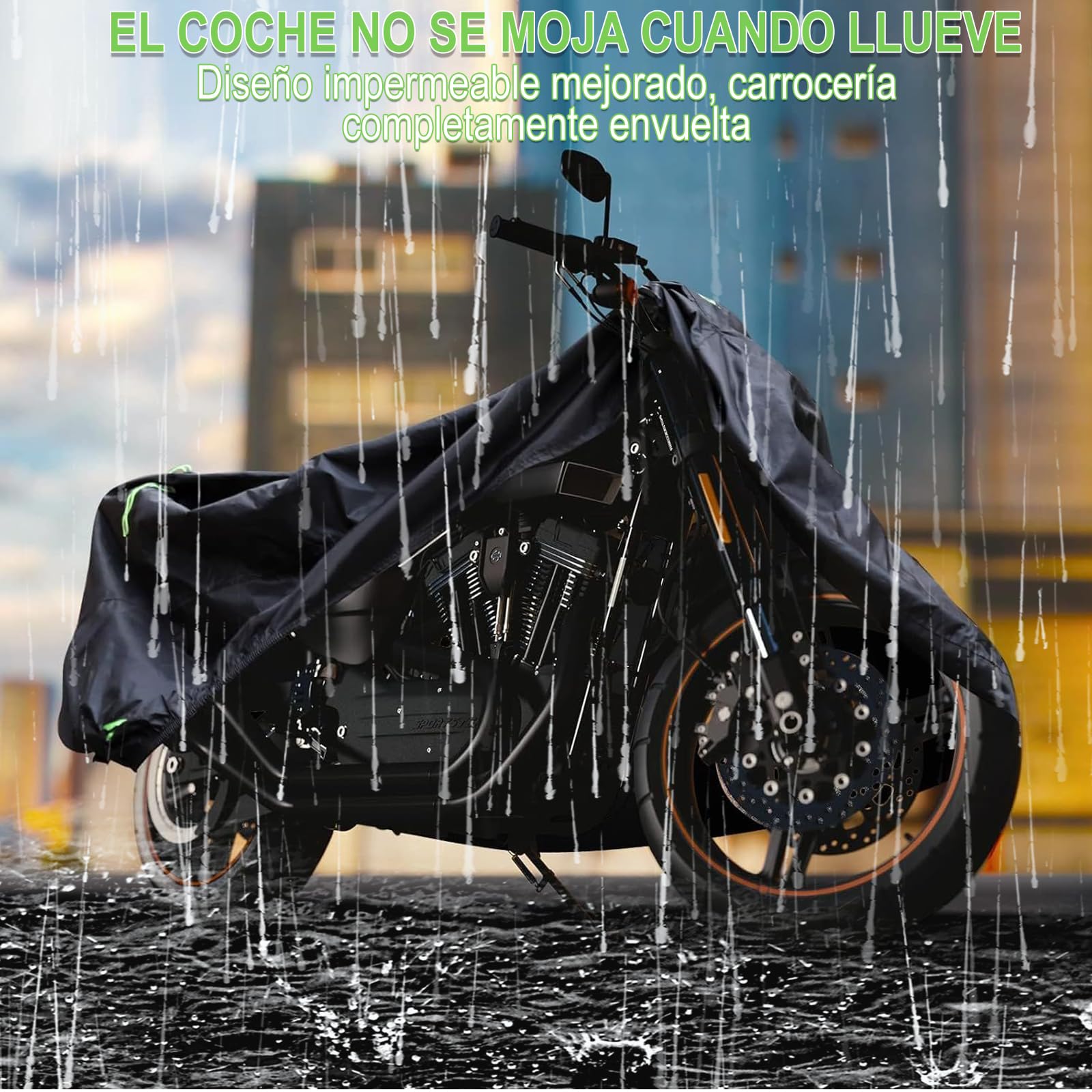 Cubierta Impermeable para Motocicletas, 190T Tela Oxford Cubierta de Bicicleta, Protección contra el Polvo, Lluvia y Clima, 2 Lock-Holes&3 Tiras Reflectantes, para Moto Exterior Interior y Bicicleta