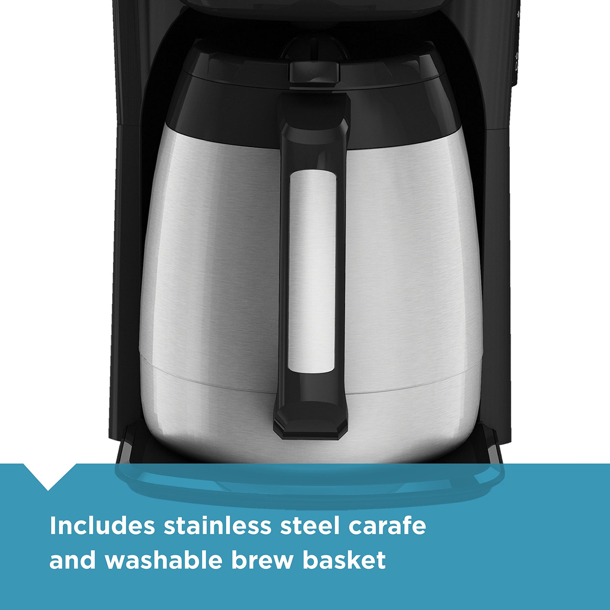 BLACK + DECKER - Cafetera térmica Black & Decker CM2035B para 12 tazas, color negro y plateado