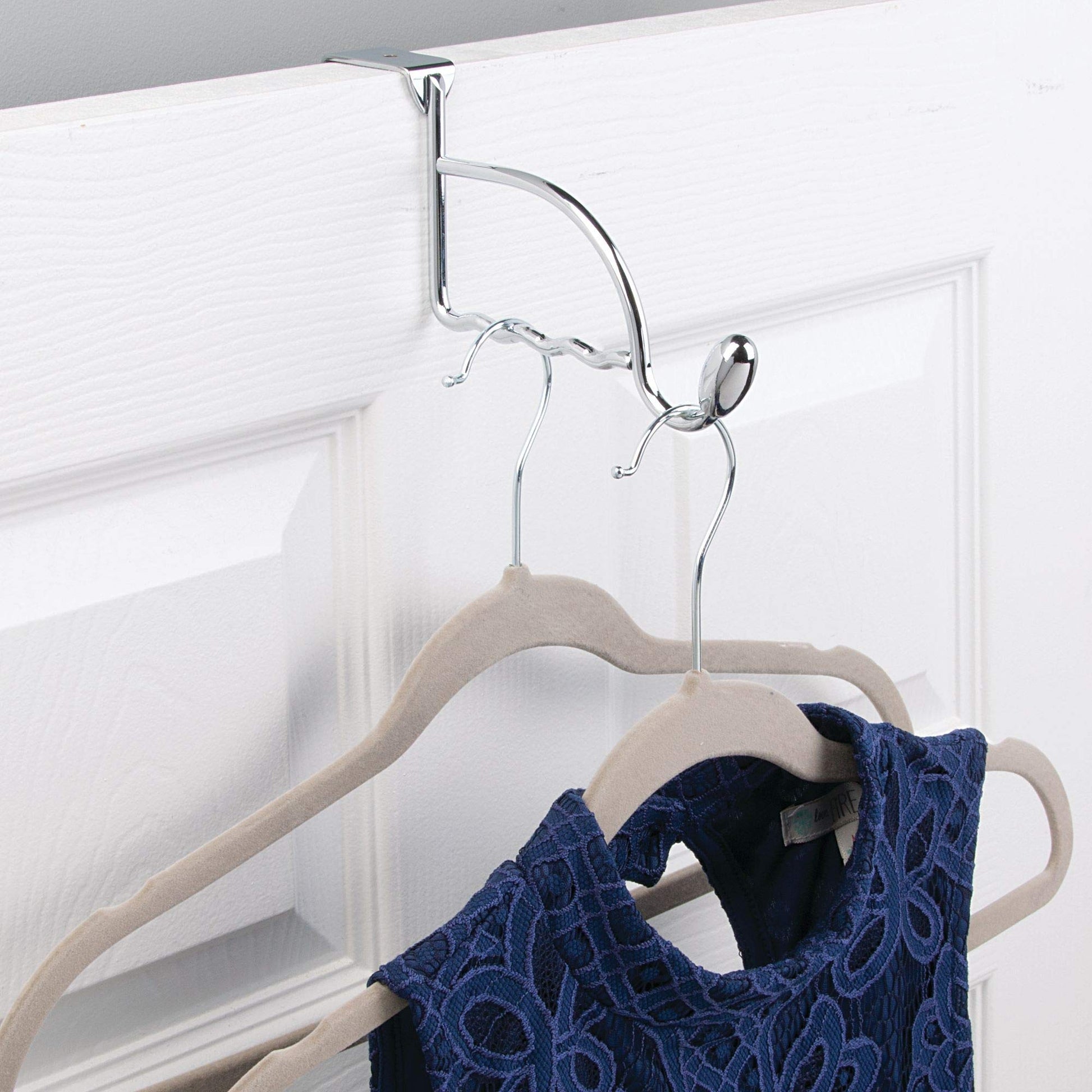 InterDesign 76400 Orbinni - Gancho para Puerta (Cromo), Valet, Cromado, 4 Slots for Clothing Hangers, 1
