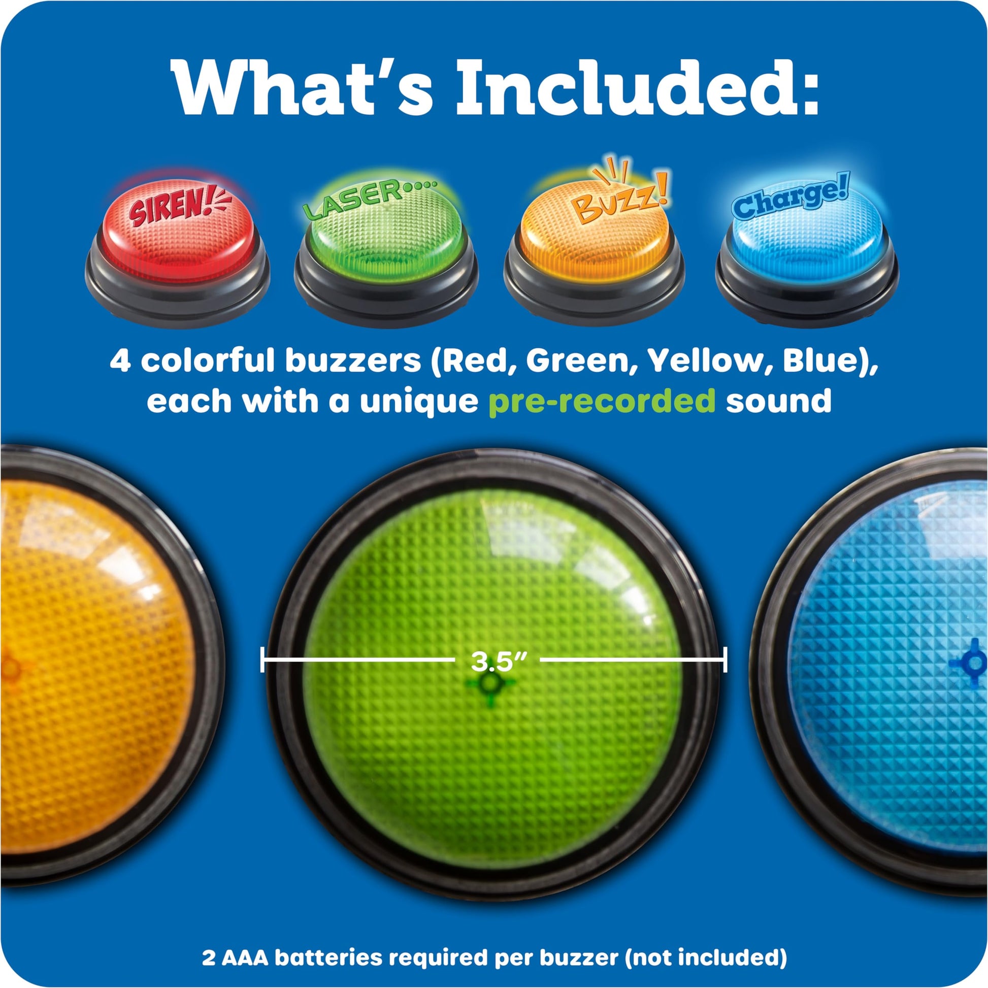 Learning Resources Lights and Sounds Buzzers, Juegos para Noche Familiar, Juegos de Trivia, Set de 4, para niños Mayores de 4 años