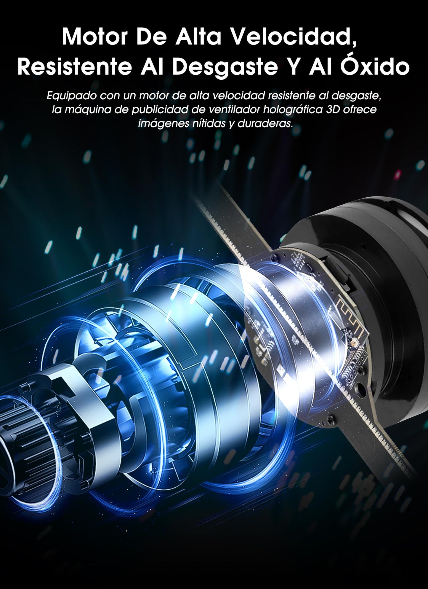 Ventilador de Holograma 3D ASHATA WiFi con Cuentas de Luz LED, Proyector de Publicidad de 42 Cm