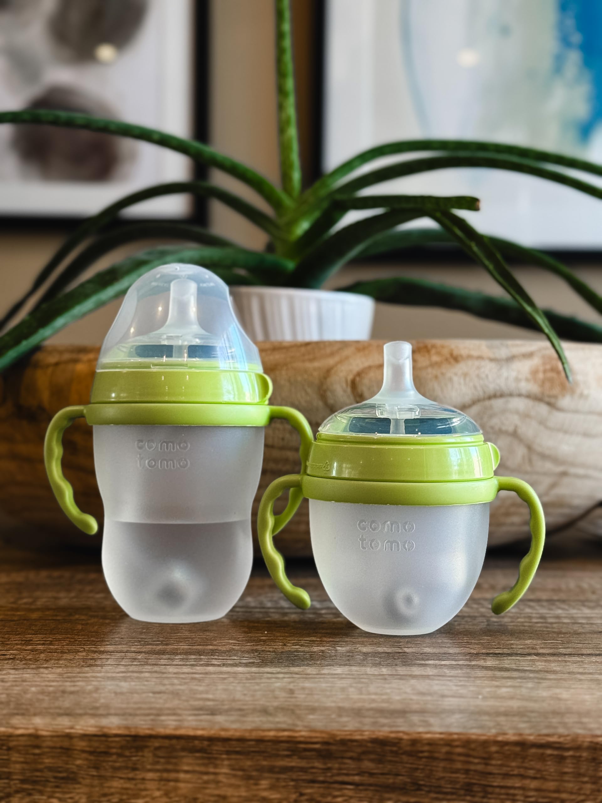 Kit de conversión de tazas de paja para biberones Comotomo de 2 unidades, pezones de silicona de grado alimenticio, popotes con peso de silicona, asas de botella y cepillo para polvo de limpieza, sin