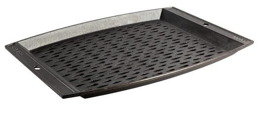Lodge - Rejilla rectangular de hierro fundido presazonada, para uso en la parrilla, sartén diseñada para proteger los alimentos de caídas a través de la rejilla, hierro fundido, 15 pulgadas