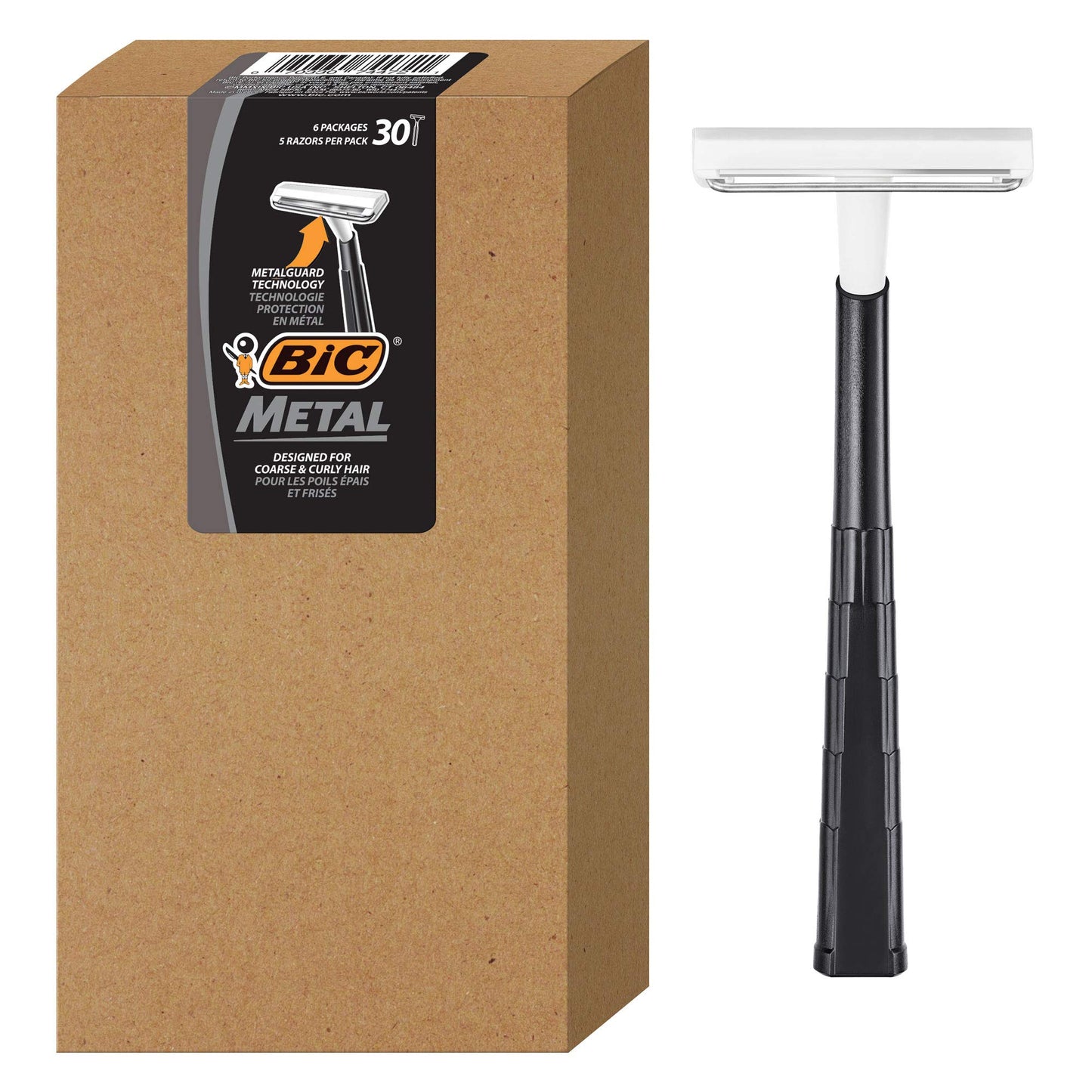 BIC Cuchillas de afeitar desechables de Bic metal, hoja única, 30 unidades (6 paquetes de 5 cuchillas), 30 unidades