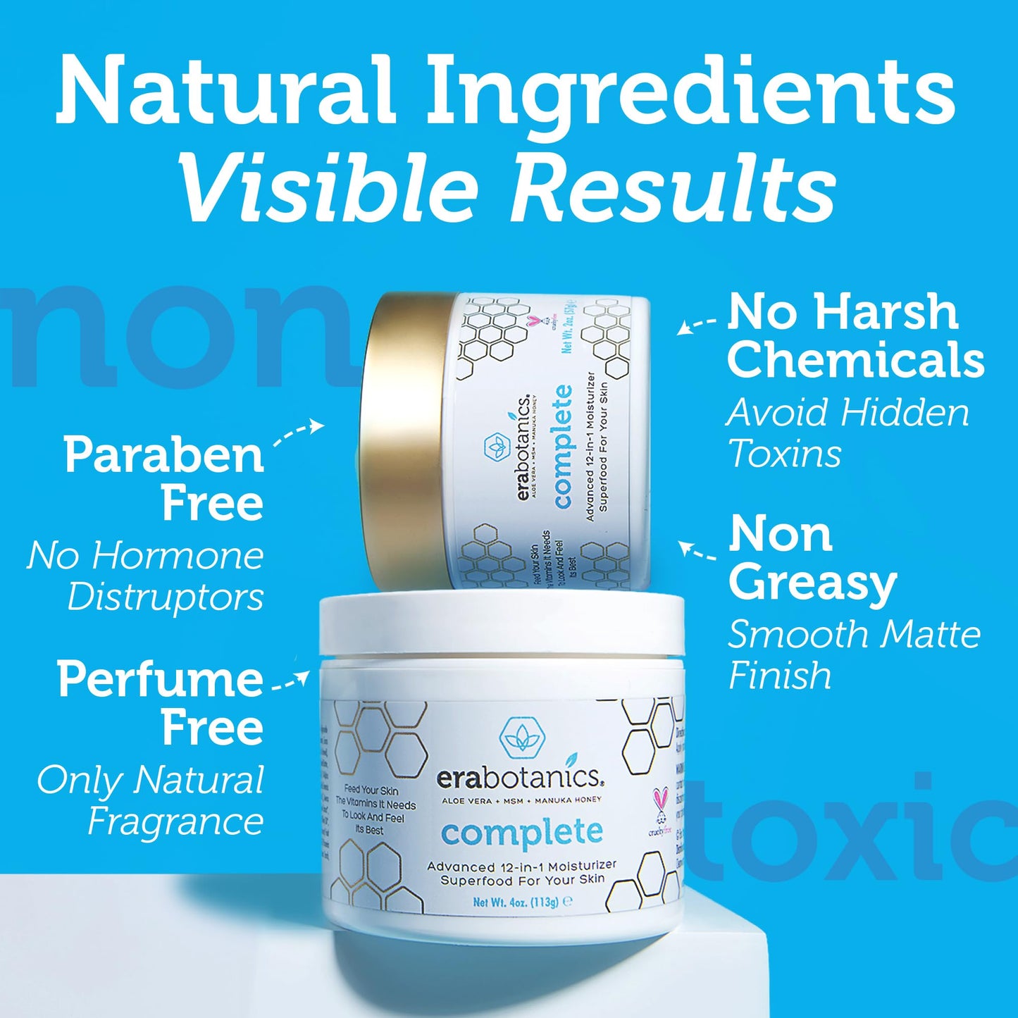 Natural Face Moisturizer Cream 4oz Advanced Healing 10-in-1 Non Greasy Formula with Organic Aloe Vera, Manuka Honey, Coconut Oil & More. Best Face Cream for Oily, Dry, Damaged & Sensitive Skin