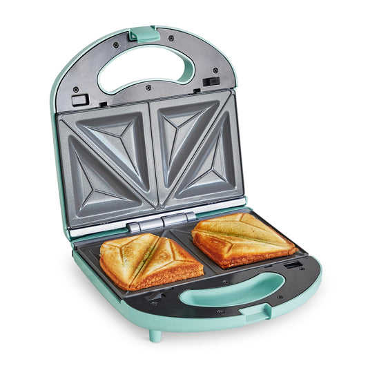 GreenLife Pro - Parrilla eléctrica Panini Press y sandwichera, placas antiadherentes de cerámica saludables, luz indicadora fácil, sin PFAS, turquesa