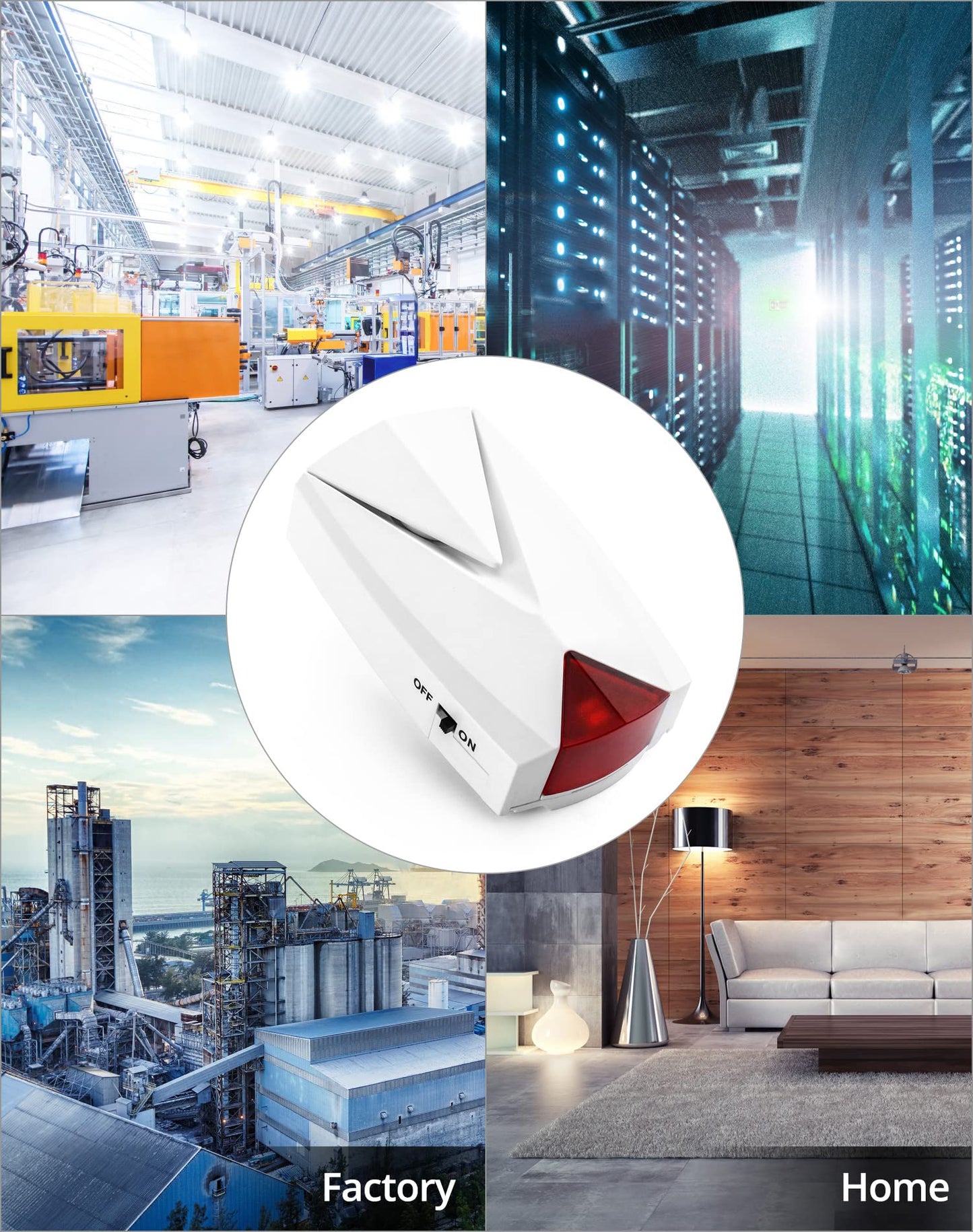 Alarma de Corte de Energía QWORK Blanca con Sirena Potente y Luz LED 4 Pack