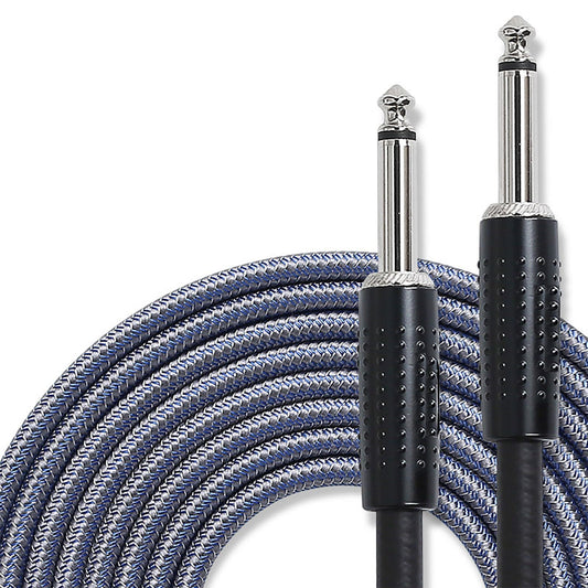 Cable Premium 6.35 mm Mono Jack 1/4 Pulgadas Resistente a Interferencias Azul A con Carcasa de Aleación de Zinc y Trenzado de Nailon para Guitarra Eléctrica, Bajo, Teclado, Mezclador, Altavoz (3M)