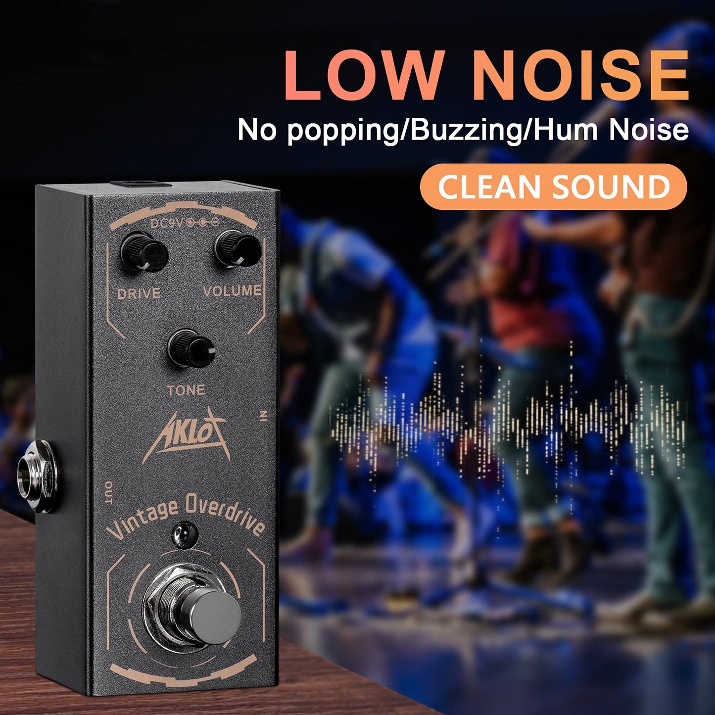 AKLOT - Pedal de sobremarcha clásico, pedal de efectos de guitarra eléctrica mini tipo único DC 9V True Bypass