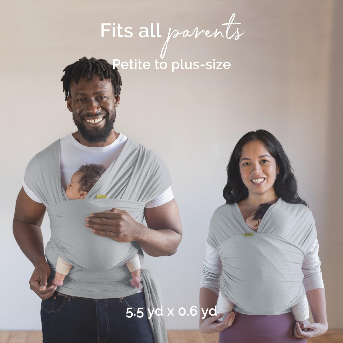 Boba Fular Elástico Portabebé Boba Wrap, para Bebés Recién Nacidos y Niños Hasta 16 Kg (Serenity Light Grey)