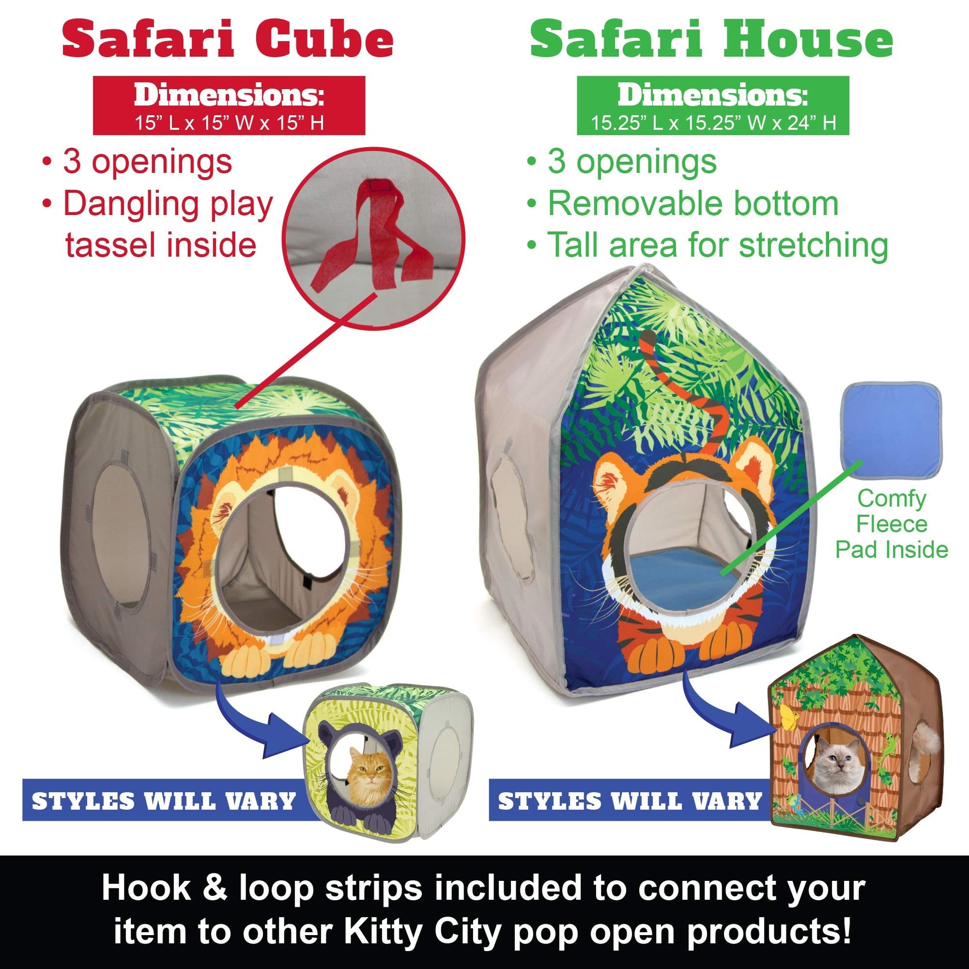 Kitty City Safari Play Cubee, Cat Cube, Play Kennel, Cat Bed, Jungle Cat House