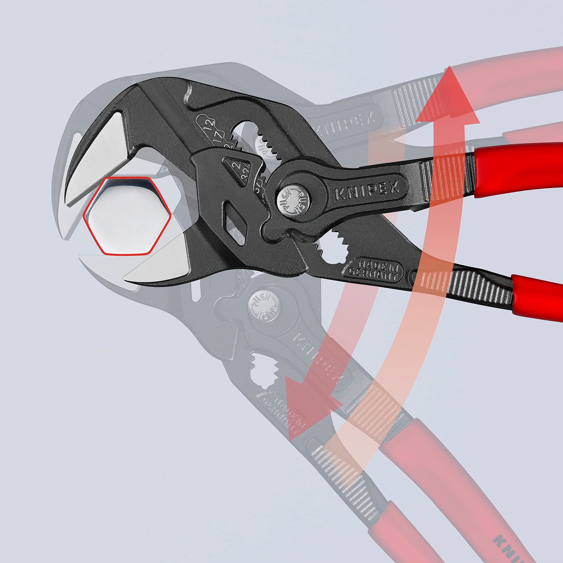 KNIPEX 86 01 250 Tenaza llave Pinza y llave en una sola herramienta acabado pavonado 250 mm