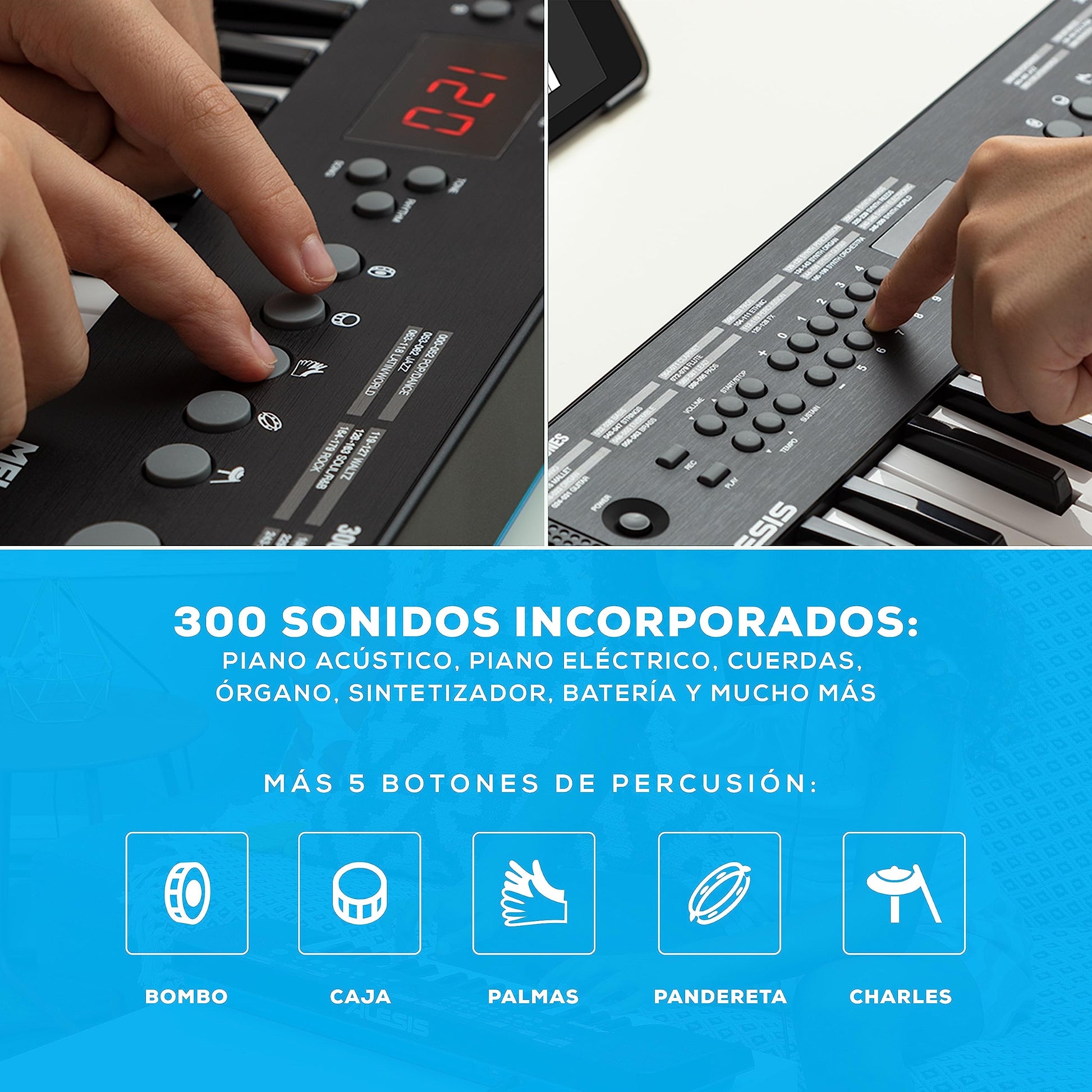Alesis Melody 32 – Piano eléctrico, piano para niños con 32 teclas, altavoces, Teclado Musical con 300 sonidos, 40 demos, conectividad USB-MIDI