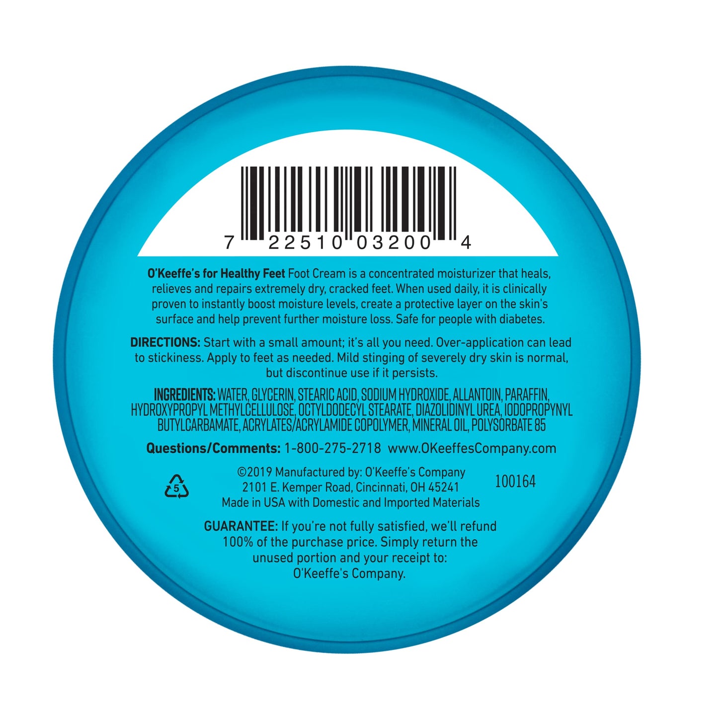 Crema de pies O'Keeffe's para pies saludables, 6- Pack, Azul