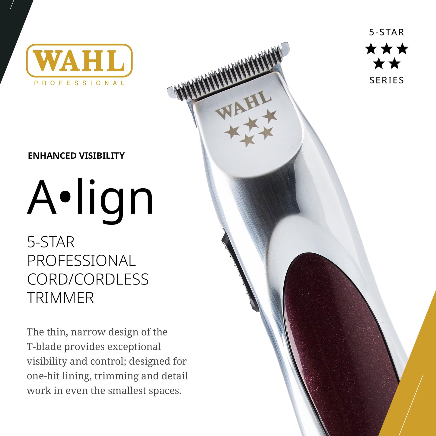 Wahl Professional Align Trimmer, Recortadora de Cabello Inalámbrica con Cuchilla de Acero Inoxidable, 1 Unidad, Modelo 08172