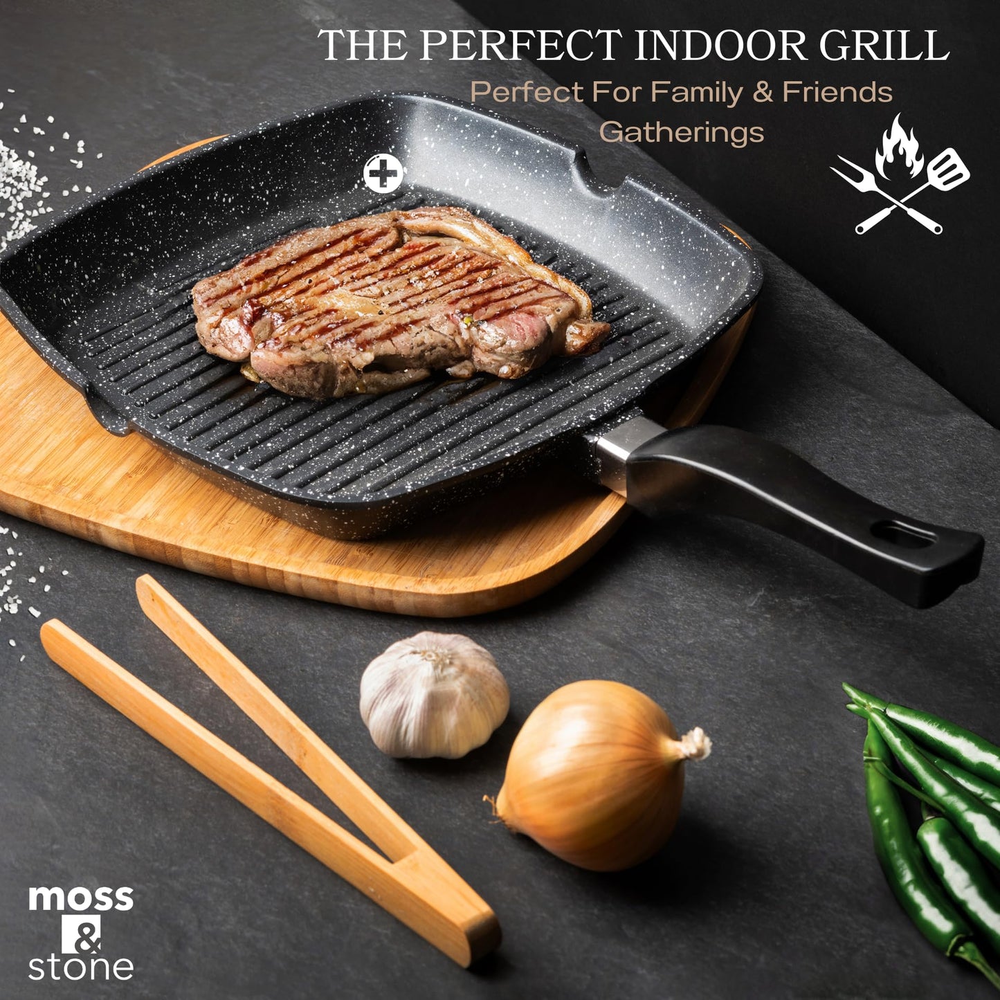 Parrilla de Aluminio Moss & Stone Gris con Picos Vertedores de 11 Pulgadas