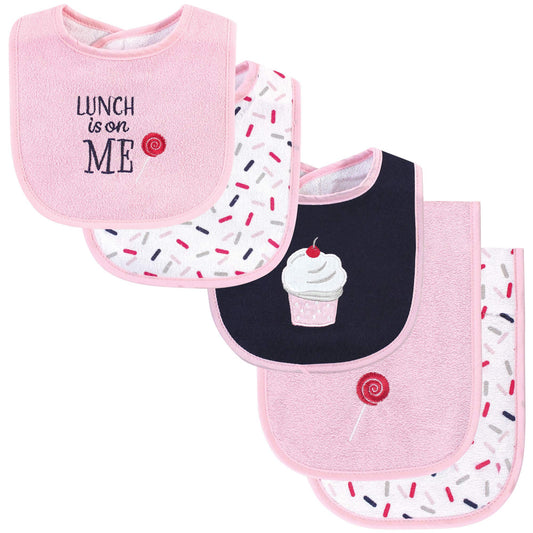 Hudson Baby Conjunto de babero y paño para eructos de algodón unisex para bebé, magdalenas, talla única