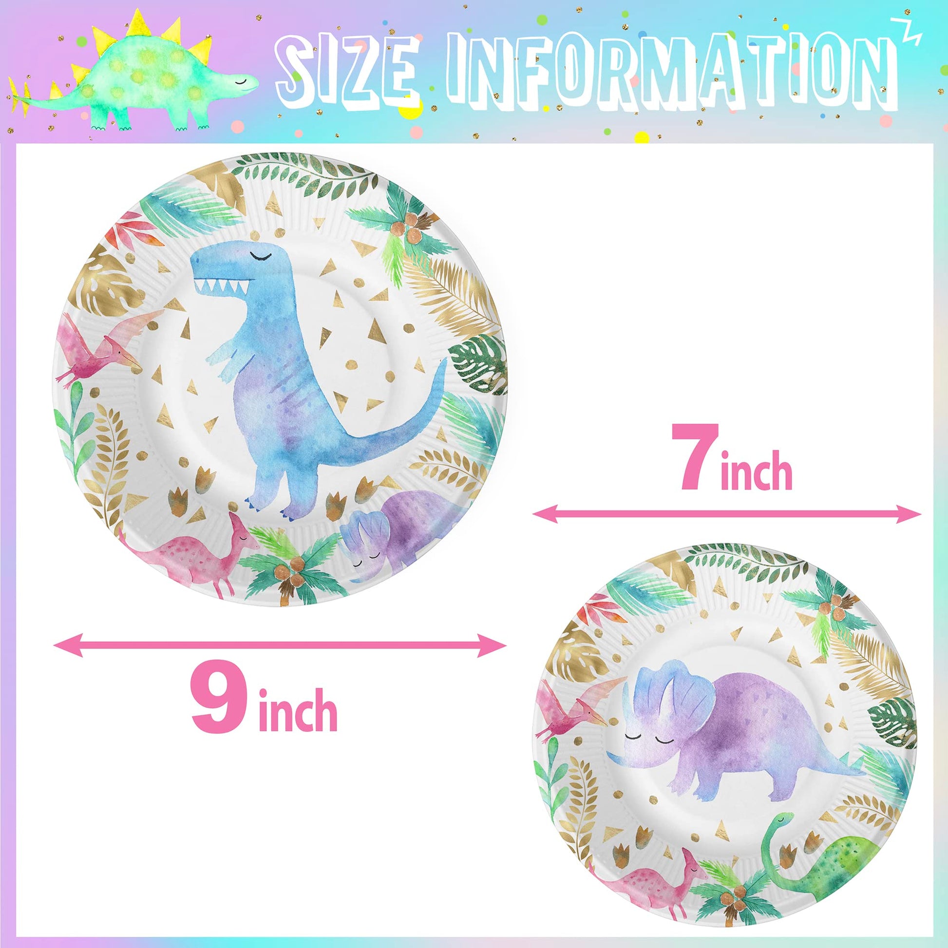 Platos y Servilletas de Dinosaurios Rosa para Fiesta de Cumpleaños para Niñas