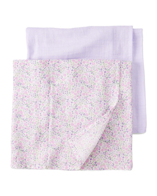 Carter's Baby - Paquete de 2 mantas de muselina para bebé, algodón, lavanda, 47 x 47 pulgadas