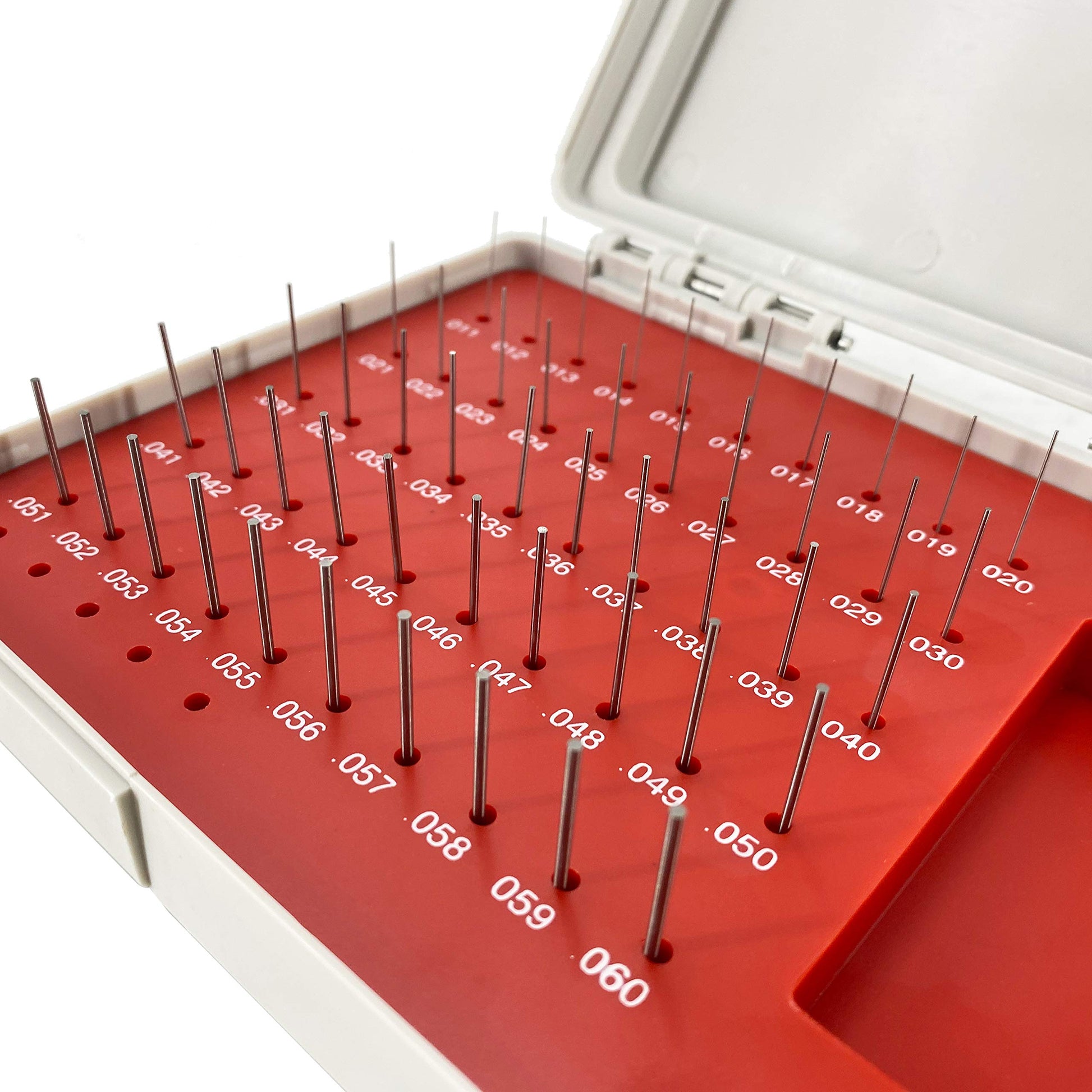 TEXALAN(R) Plus - Juego de calibradores de pines con caja de almacenamiento de acero para agujeros de medición, 50 piezas de 0.000 a 0.08 pulgadas M0