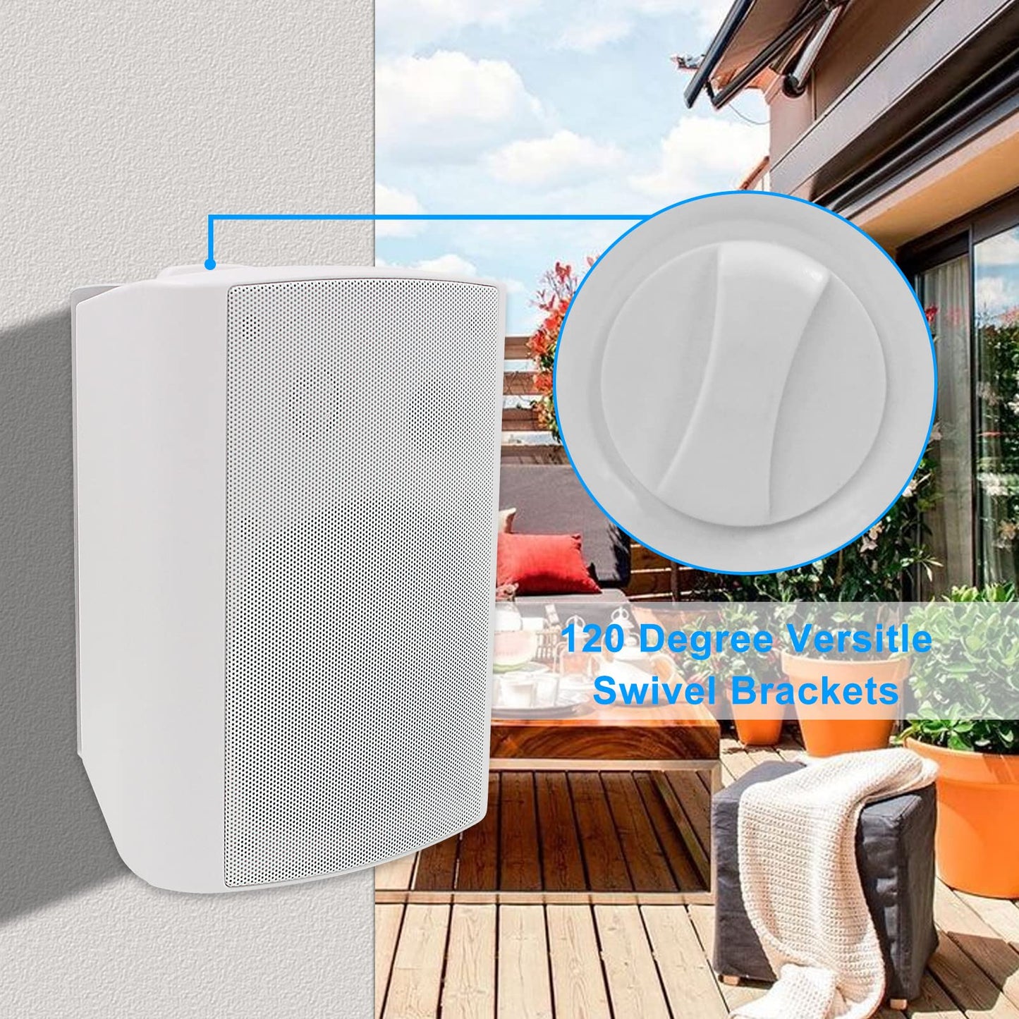 Herdio Bocinas para Exterior,6.5 Pulgadas 800W Altavoces para Exteriores, Resistente al Agua, Adecuado para el hogar, Patio, Terraza,Patio Trasero(4 Altavoces,Blanco)