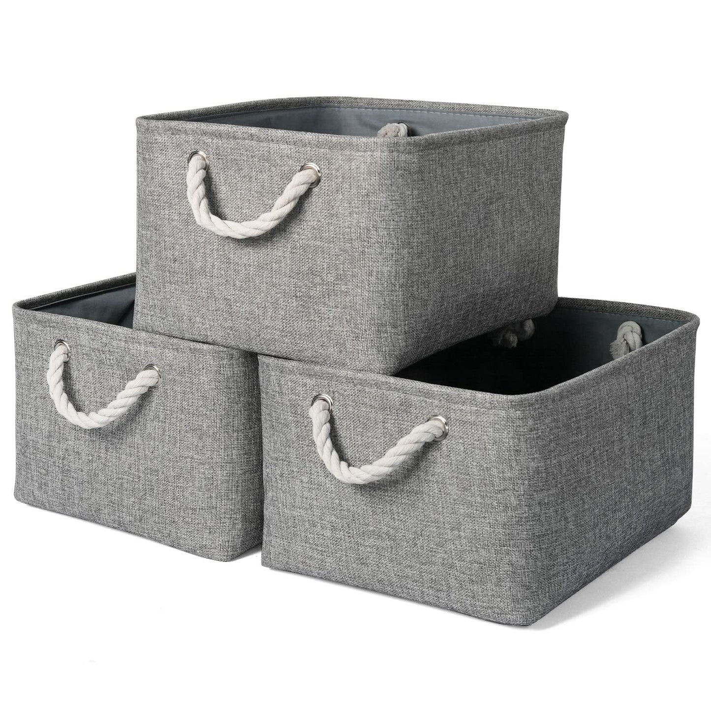 TheWarmHome Contenedores de almacenamiento – 3 cestas de almacenamiento de tela para organizar estantes, cesta grande organizador de clóset para estante del hogar, organización de lavandería para