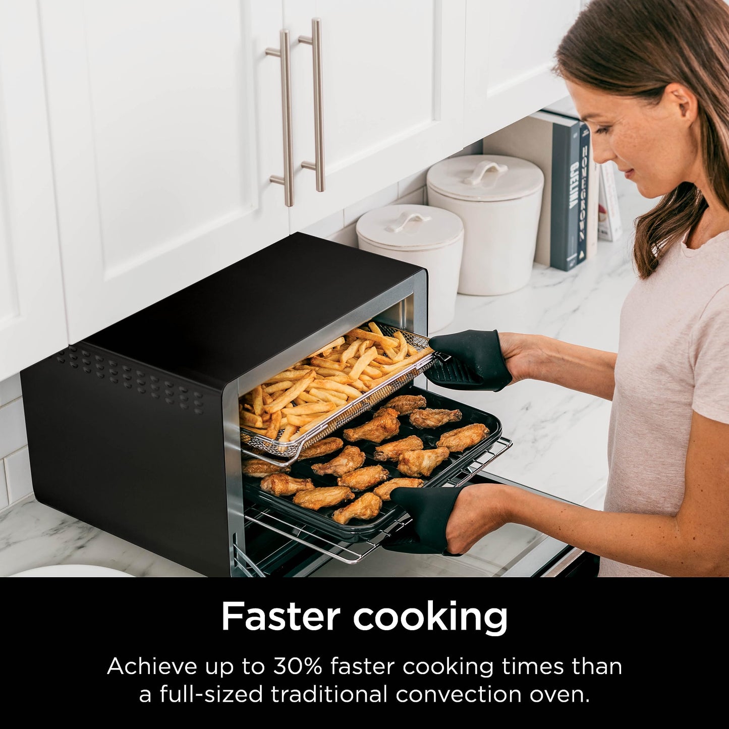 Horno Air Fry 8 en 1 Ninja Foodi XL Pro Negro con Tostador Digital y Convección de Encimera, 1800 Vatios
