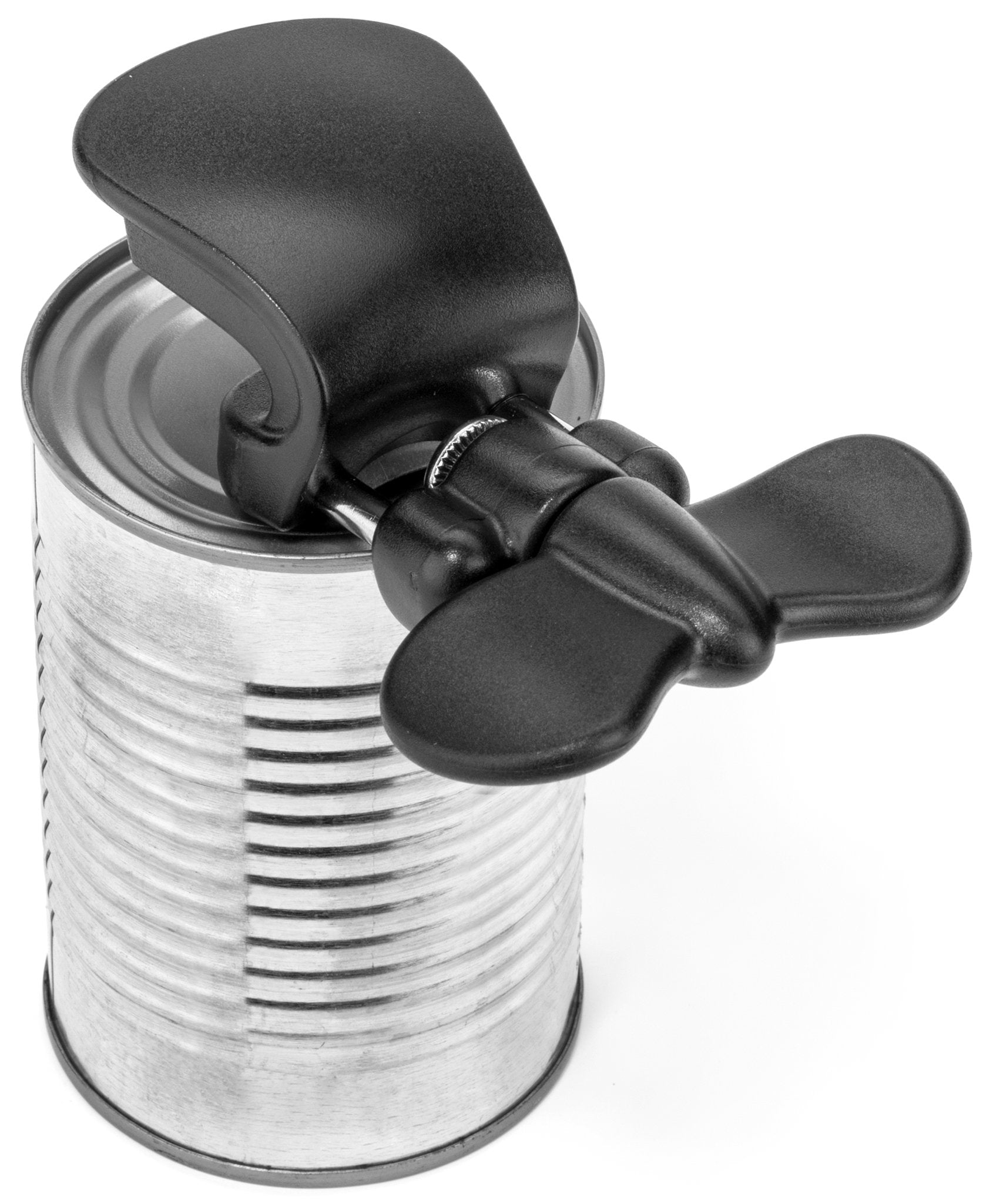 Bartelli Abrelatas y Abridor de Botella 3-en-1 de Seguridad Ambidiestro, Acero Inoxidable, Negro