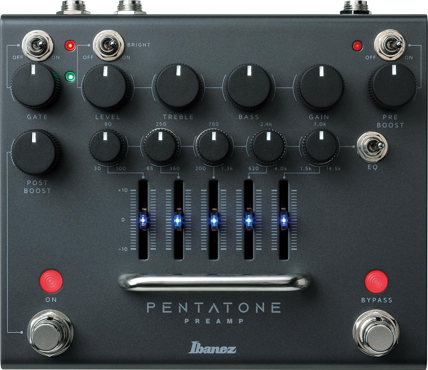 IBANEZ PTPRE Preamp de Guitarra Clásico Negro con 5 Bandas Paramétricas EQ y Post Boost