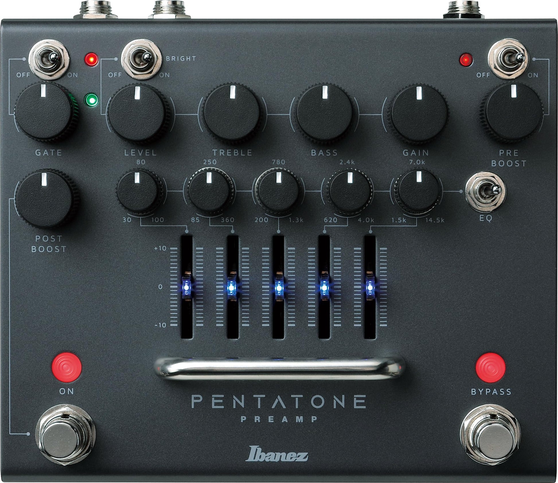 IBANEZ PTPRE Preamp de Guitarra Clásico Negro con 5 Bandas Paramétricas EQ y Post Boost