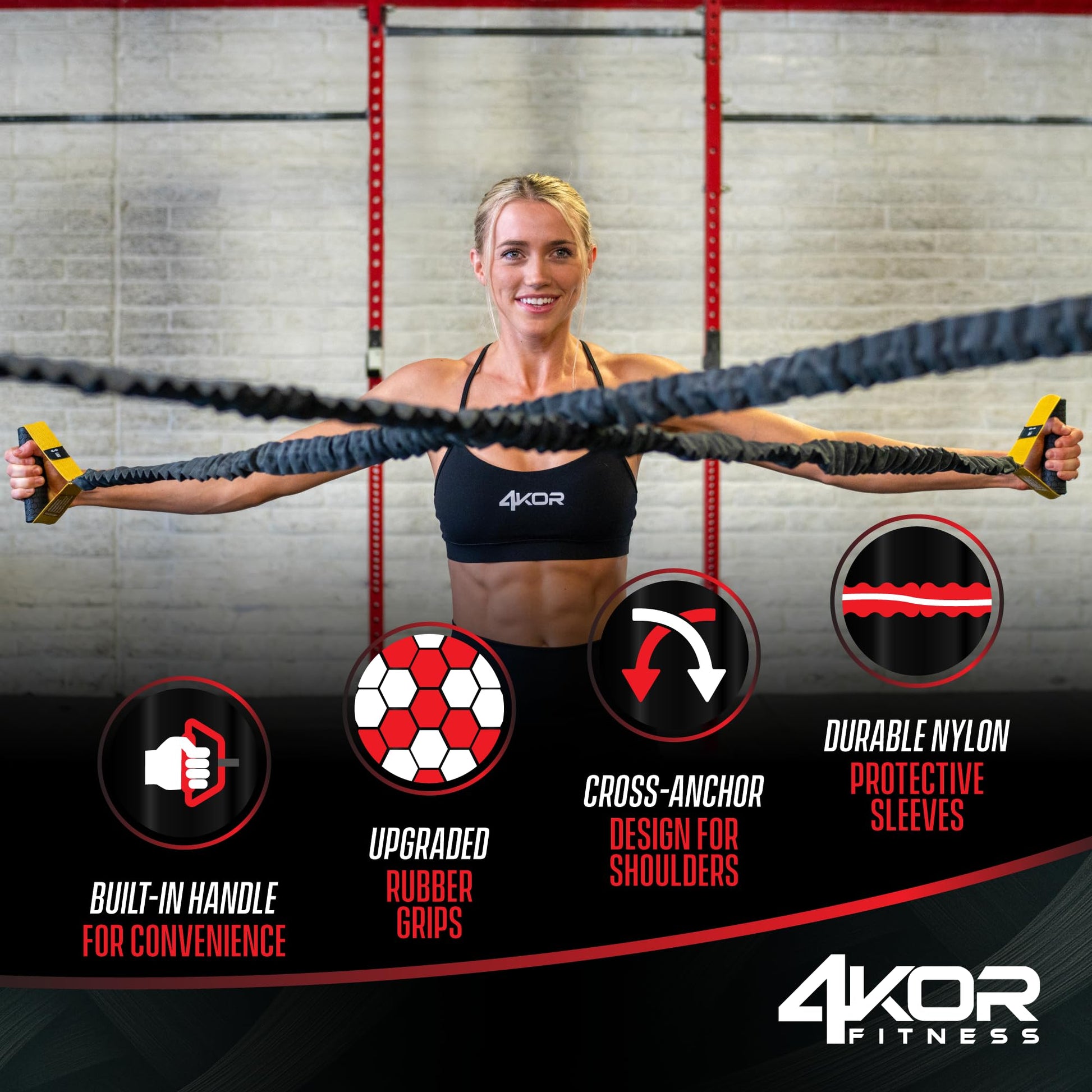 Sistema de Entrenamiento de Rendimiento 4KOR en Negro con Anclaje Cruzado y Cables de Resistencia