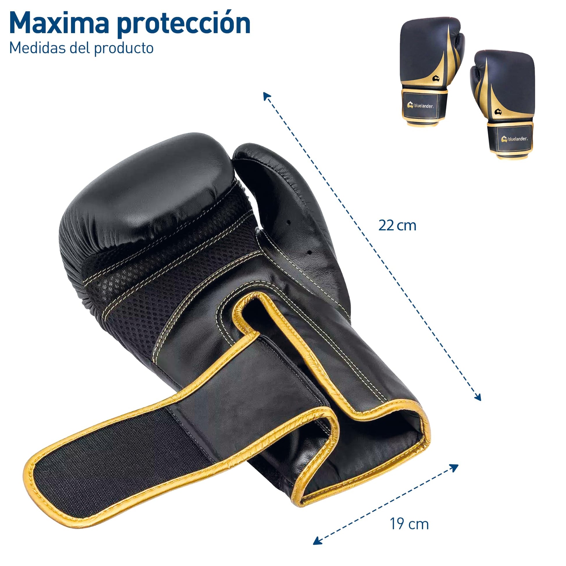Bluelander Guantes de Boxeo 8 Oz, Unisex, Incluye Protector Bucal, Absorción de Impactos y Correa de Velcro, para Entrenamiento de Kickboxing, MMA y Artes Marciales Mixtas