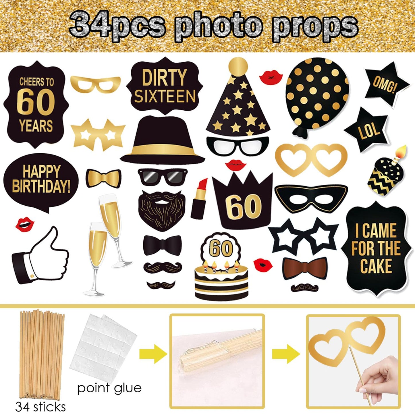 Juego de Cabina de Fotos Inflable DaPai Negro para 60 Cumpleaños