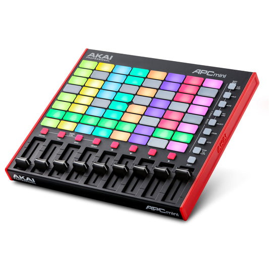 Akai Professional APC Mini MK2 - driver USB MIDI Pad para lanzamiento de clips con Ableton Live Lite, 64 almohadillas para orejas RGB, modo tambor y notas y mezclador MIDI