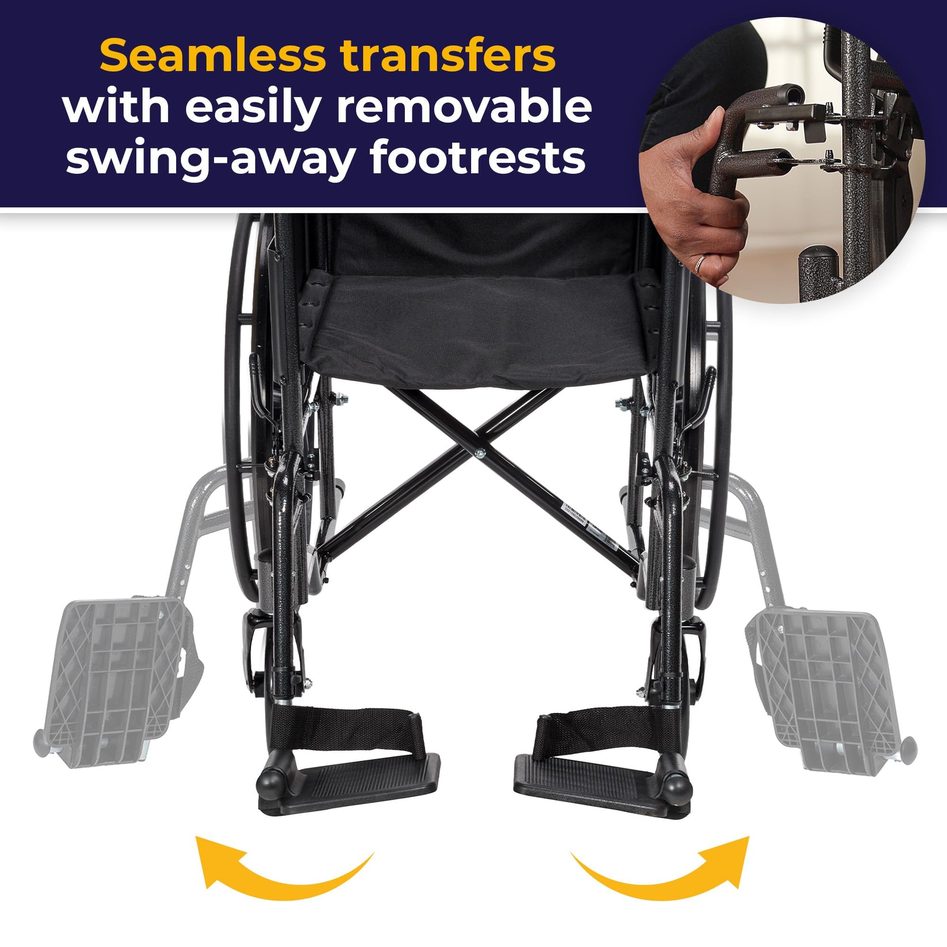 Silla de Ruedas Drive Medical Plata con Brazos Completos y Reposapiés Extraíble