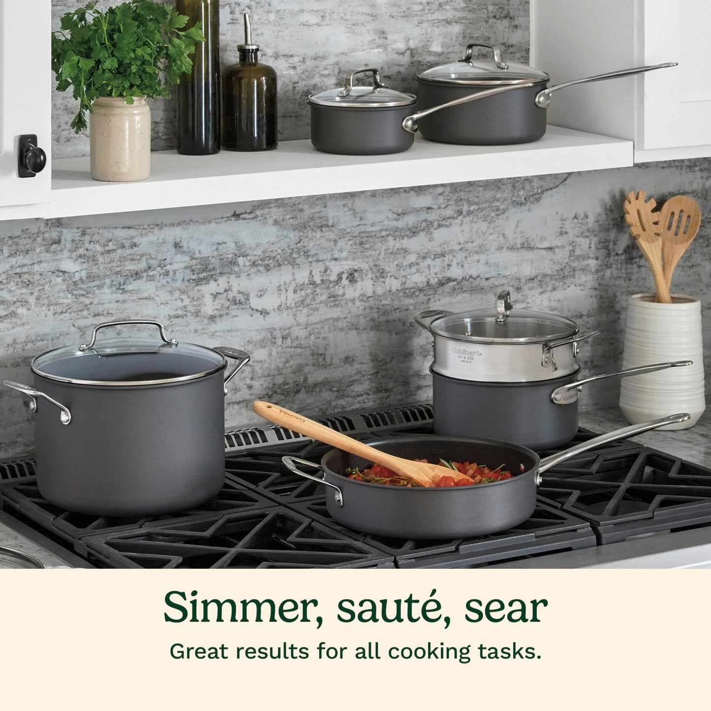 Cuisinart Chef's Classic - Juego de utensilios de cocina antiadherentes anodizados, 17 piezas