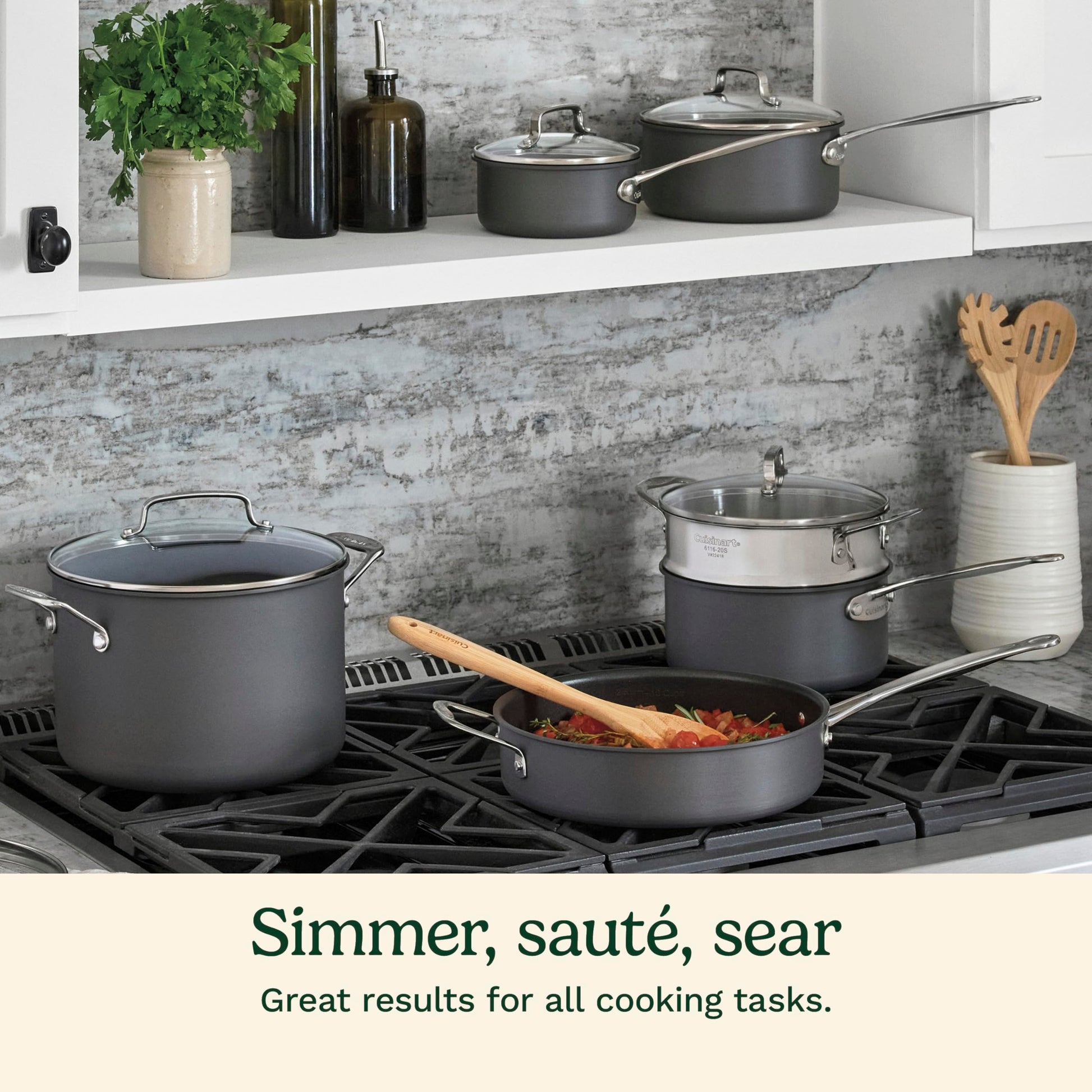 Cuisinart Chef's Classic - Juego de utensilios de cocina antiadherentes anodizados, 17 piezas