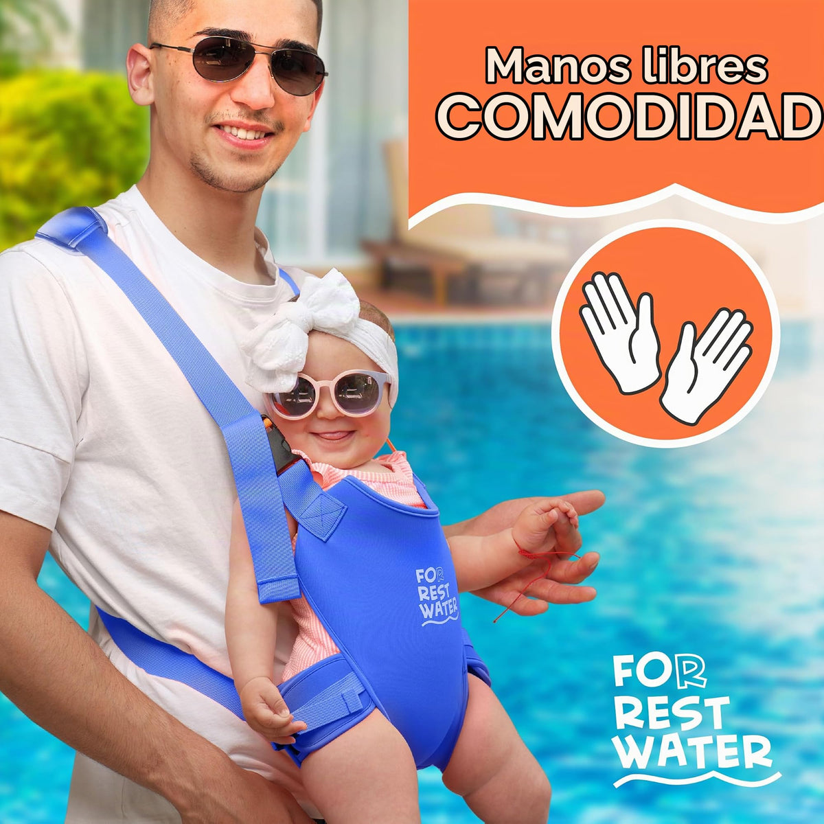 Portabebés para agua de descanso – Eslinga ergonómica de neopreno de alta calidad para diversión en agua y tierra cálida y segura (4-24 meses) – Arnés ajustable para bebés y niños pequeños (Darkblue)