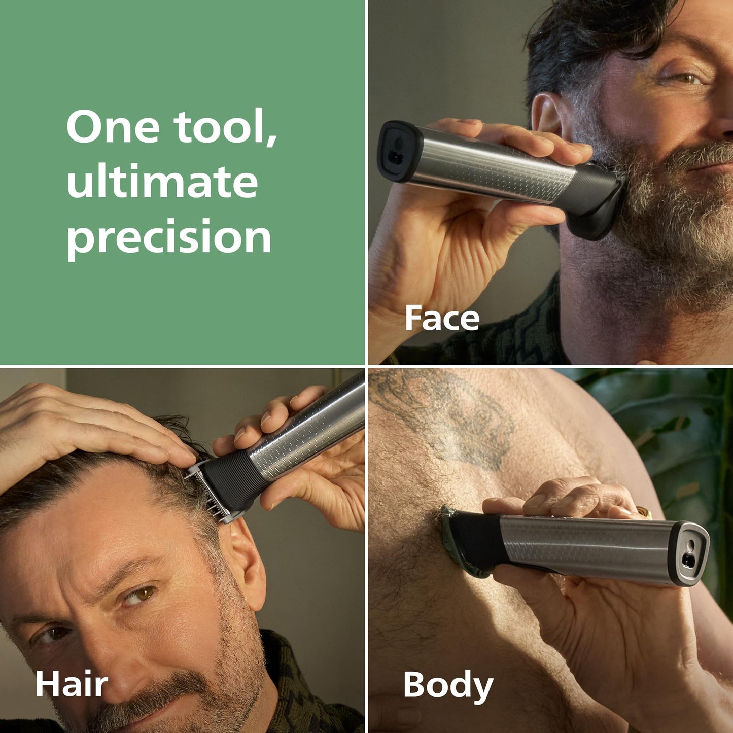 Norelco Philips All-in-One 9000 Series - Cortadora eléctrica de 23 piezas, afeitadora y cortadora para cara, barba, cabeza y cuerpo, cuchillas metálicas autoafilables, 29 ajustes de longitud (0,5-16