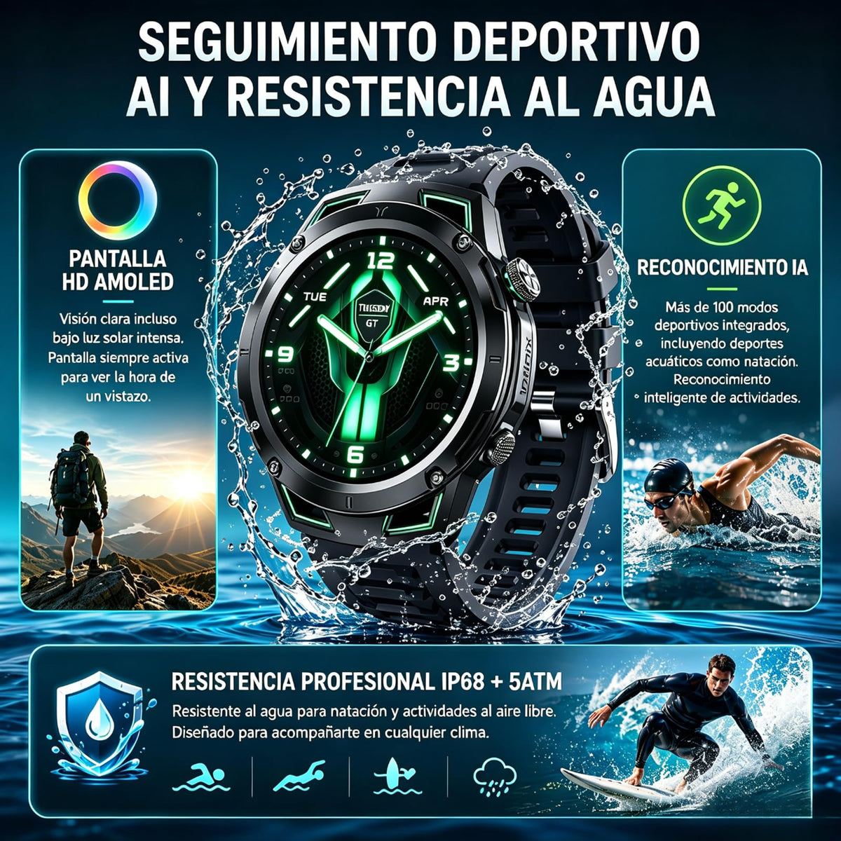 Smartwatch Infinix Pro AMOLED IP68 para Hombre