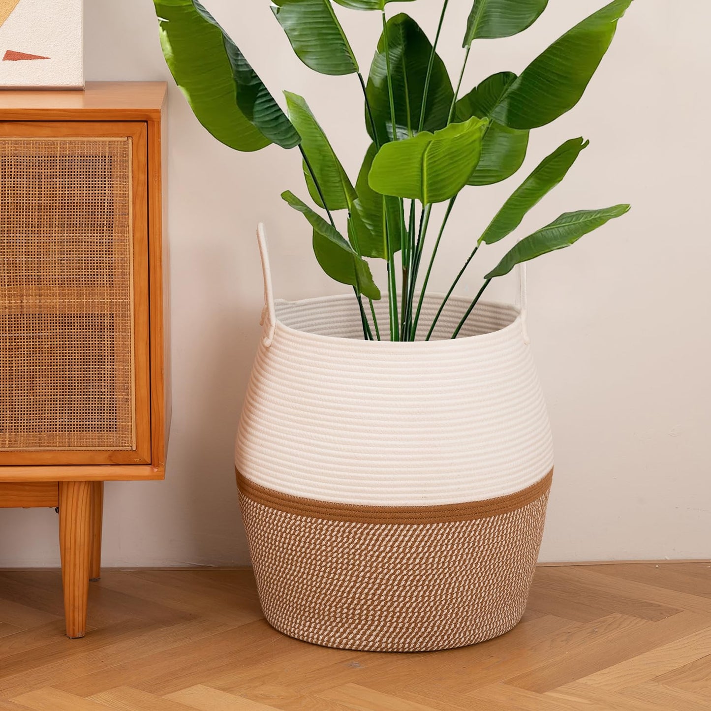OIAHOMY Cesta para Mantas de 80L con Asa, Cesta de Almacenamiento para Sala de Estar, Cesta de Lavandería para Ropa, Toallas, Almohadas, Almacenamiento de Juguetes para Niños y Perros, Cesta de Bebé