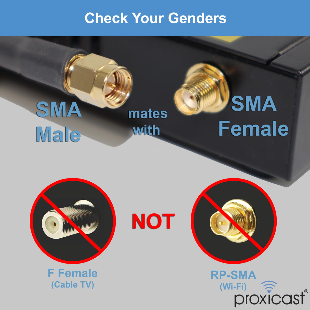 Cable Coaxial SMA a N Premium Proxicast Negro 36 Pies para 4G LTE y Enrutadores 5G