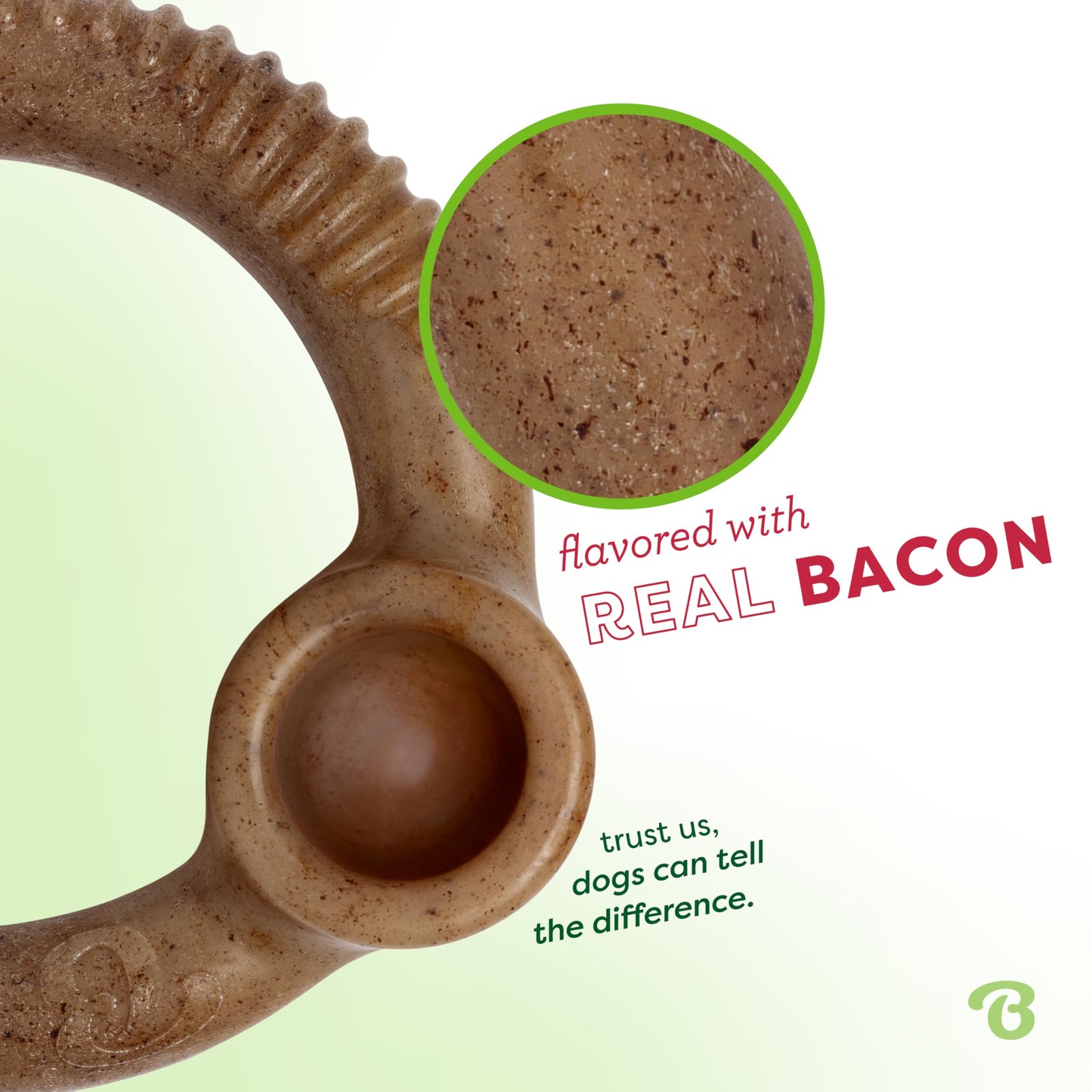 Benebone Ring - Juguete masticable Duradero para Perros masticables agresivos, Tocino Real, Fabricado en Estados Unidos, pequeño