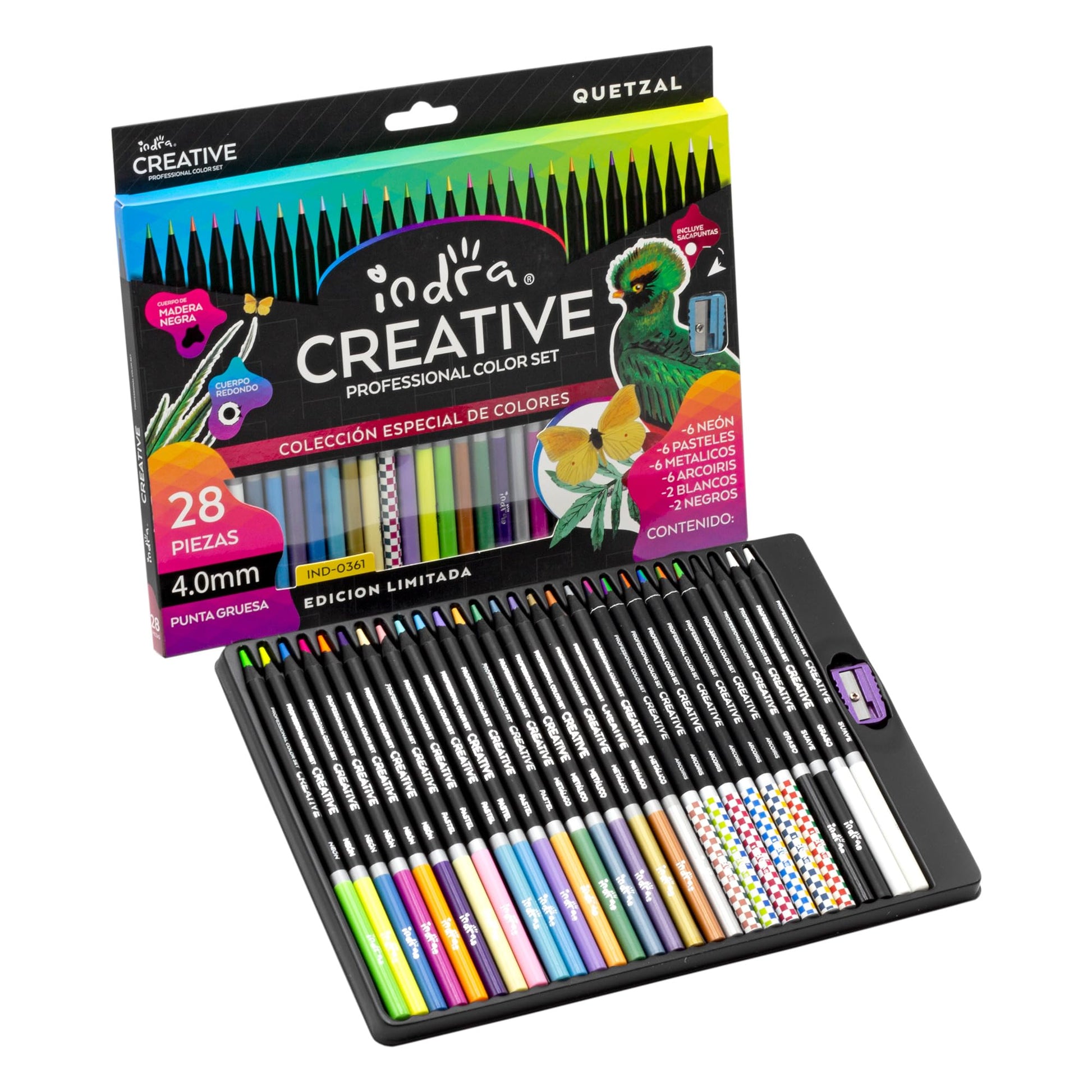 IND-0361 Set 28 Lápices de Colores Profesionales Indra Creative Edición Especial Quetzal