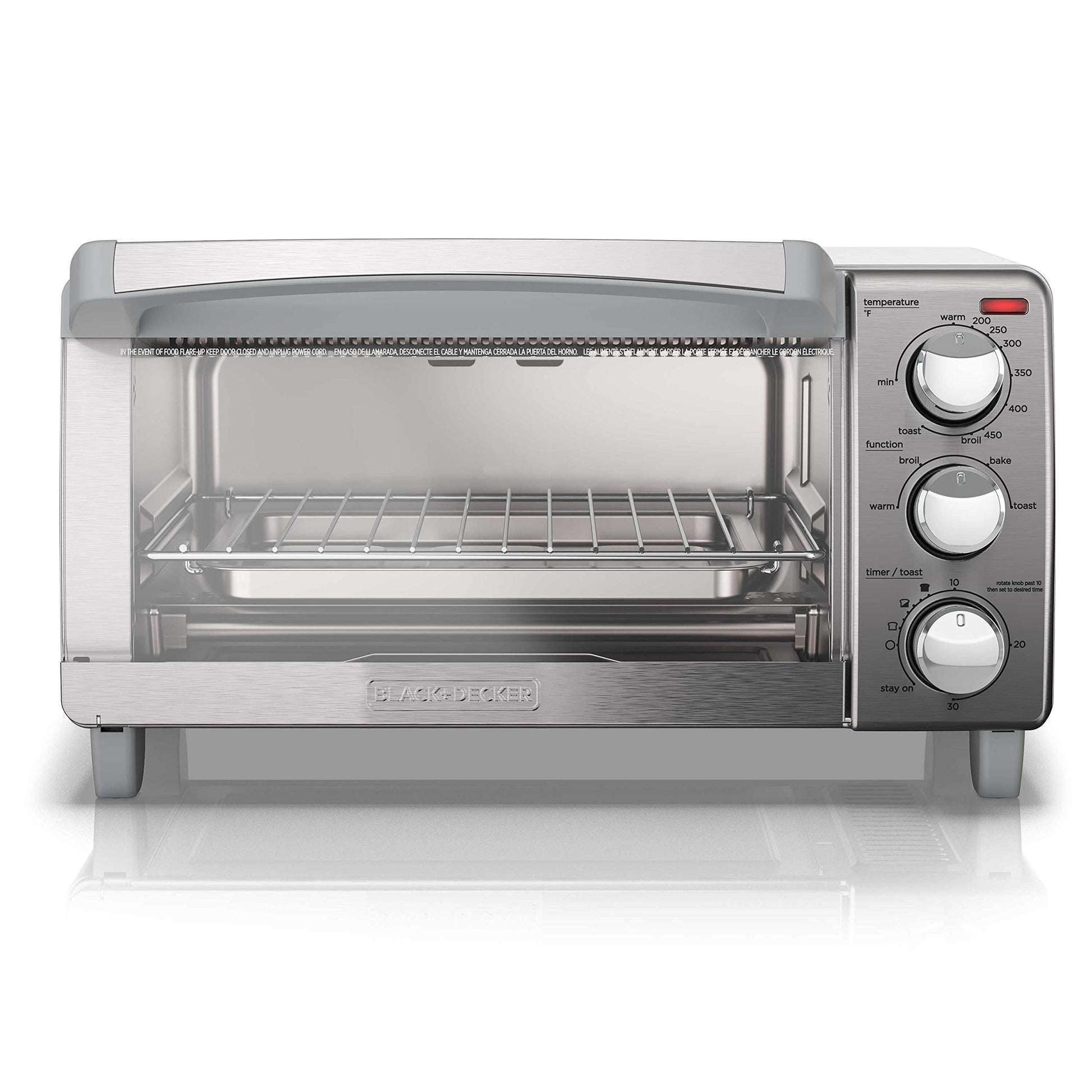 Black+Decker TO1760SS - Horno tostador de 4 rebanadas con convección natural, acero inoxidable